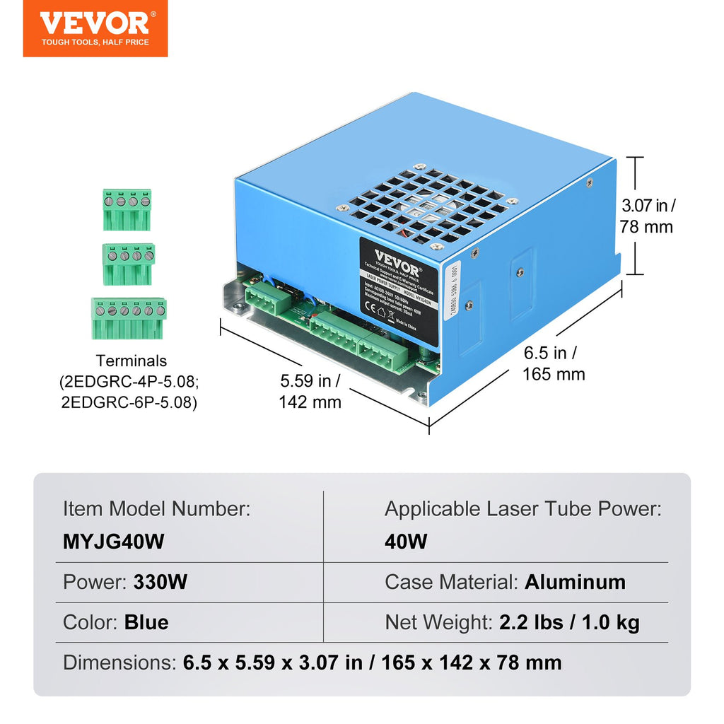 CO2 lazerio maitinimo šaltinis VEVOR MYJG40W, 40W