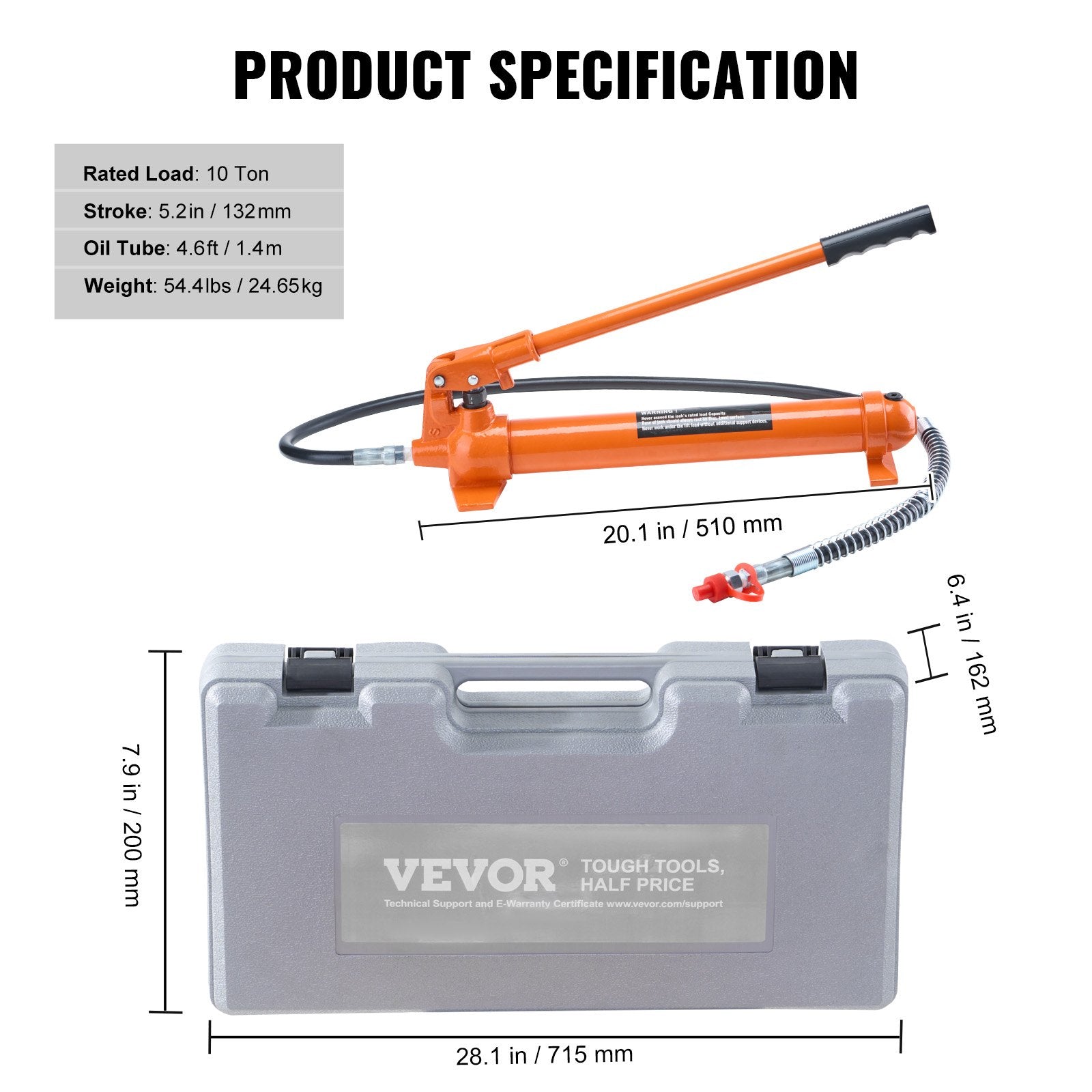 Hidraulinis kėliklis kėbulo lyginimui VEVOR 10T maintenance jack, 10 tonų galia