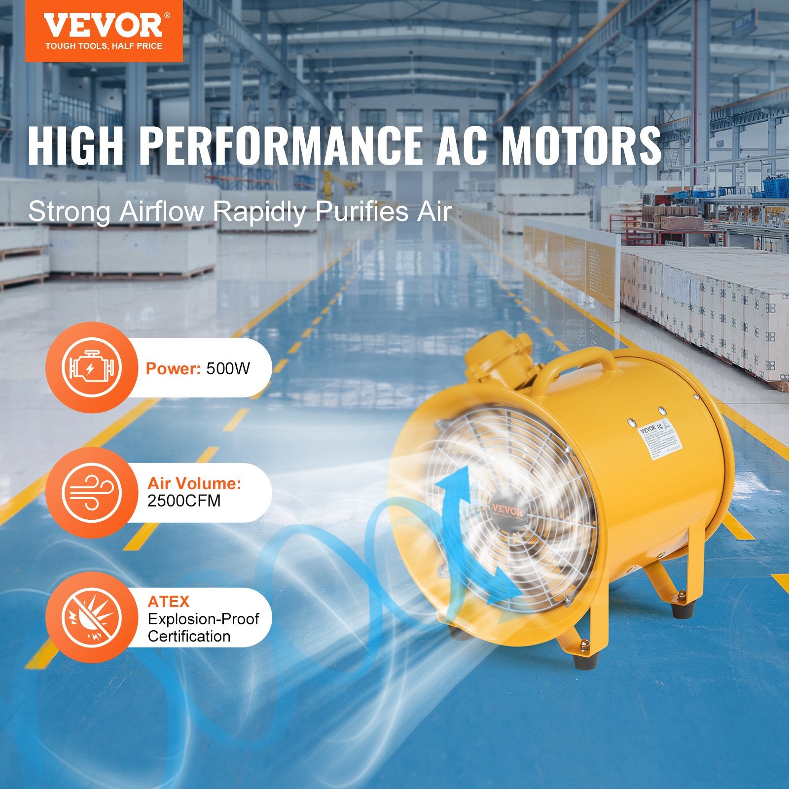 Nešiojamas ventiliatorius VEVOR BTF-30/12", 550W