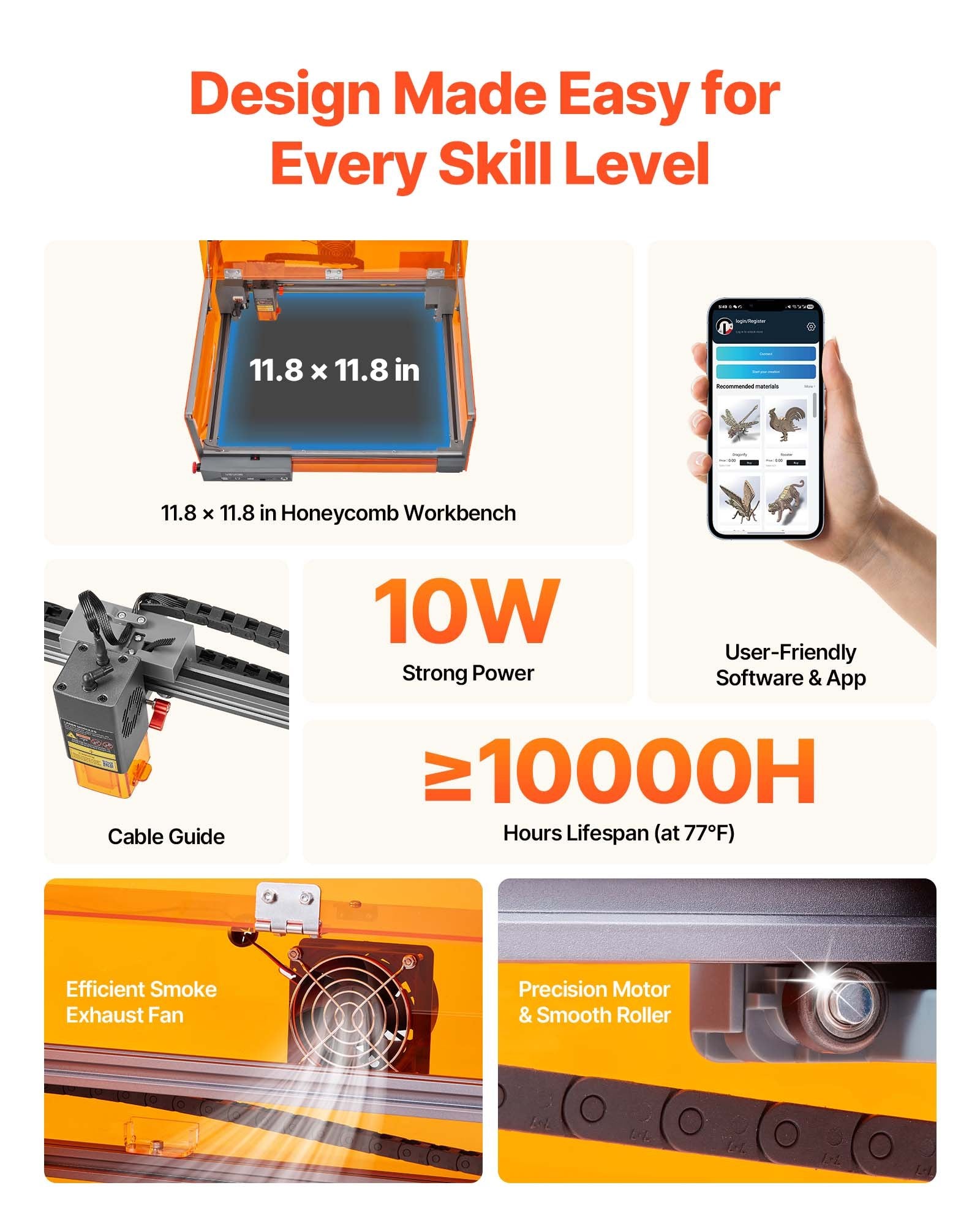 Lazerinės graviravimo ir pjovimo staklės VEVOR JL3PRO, 10W