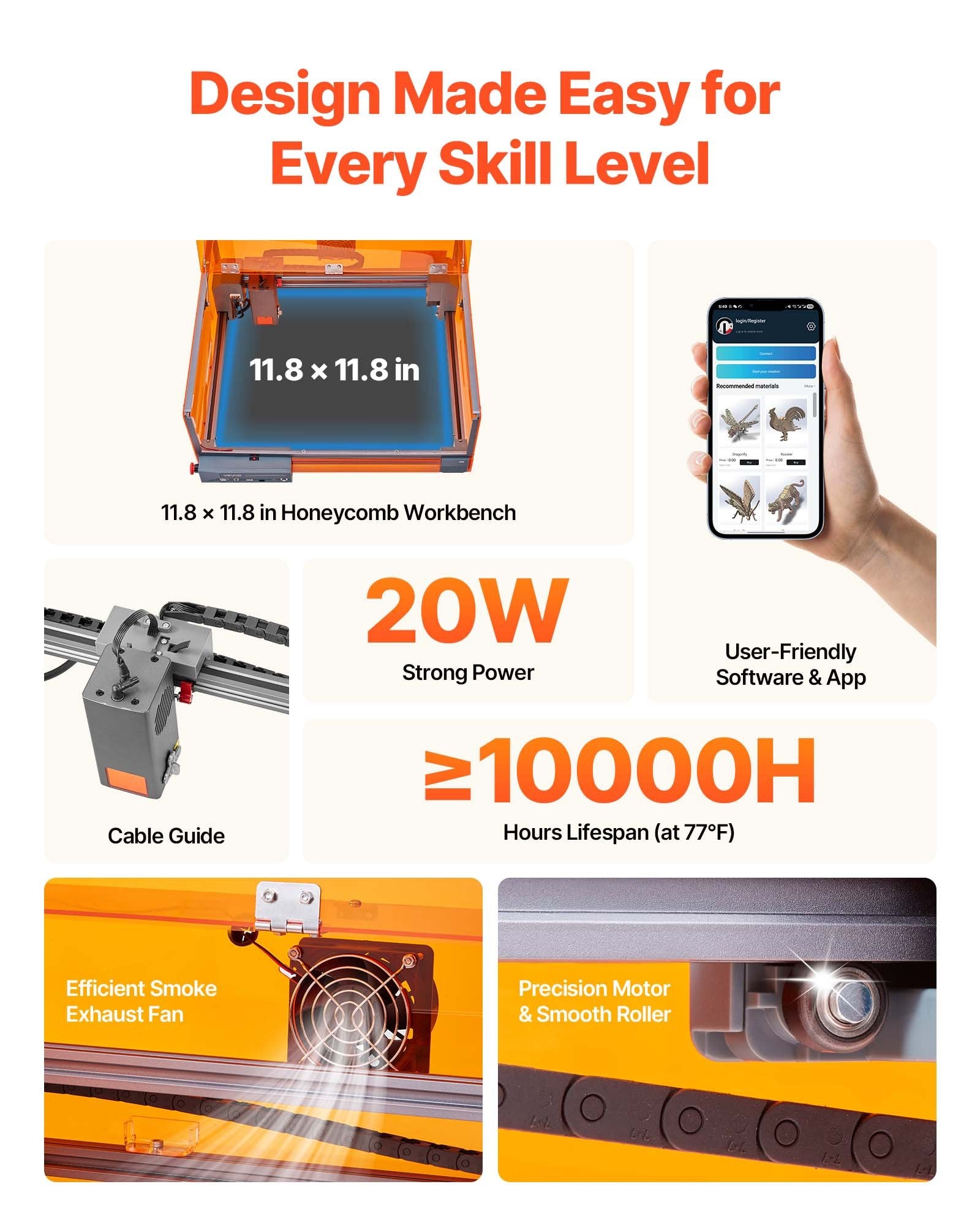 Lazerinės graviravimo ir pjovimo staklės VEVOR JL3PRO, 20W