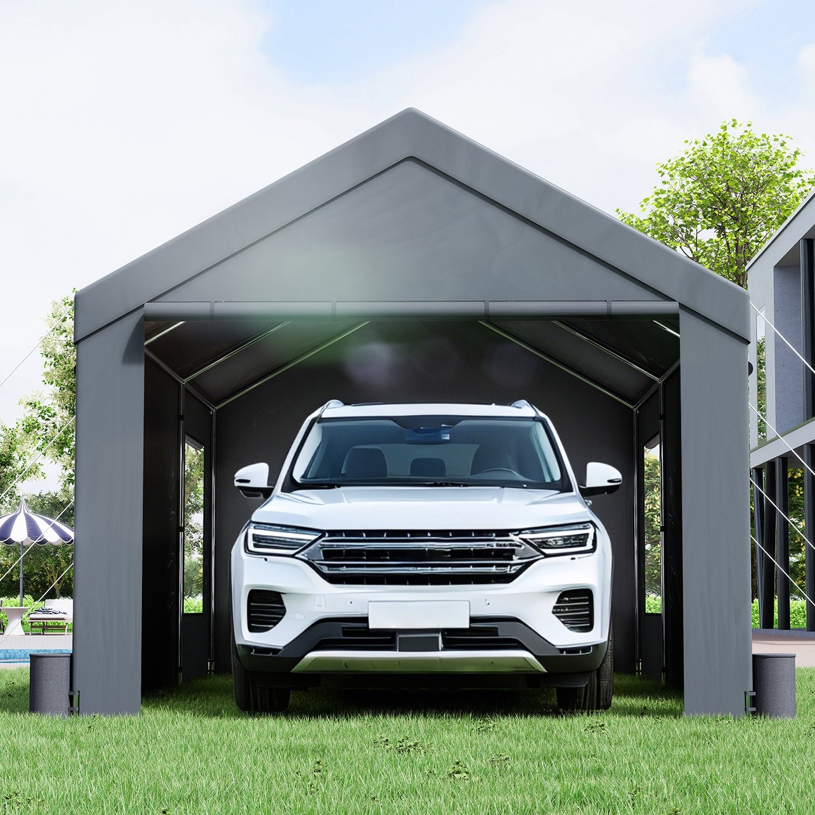 Automobilių stoginė VEVOR 3,1 x 6,1 m, su nuimamomis sienelėmis