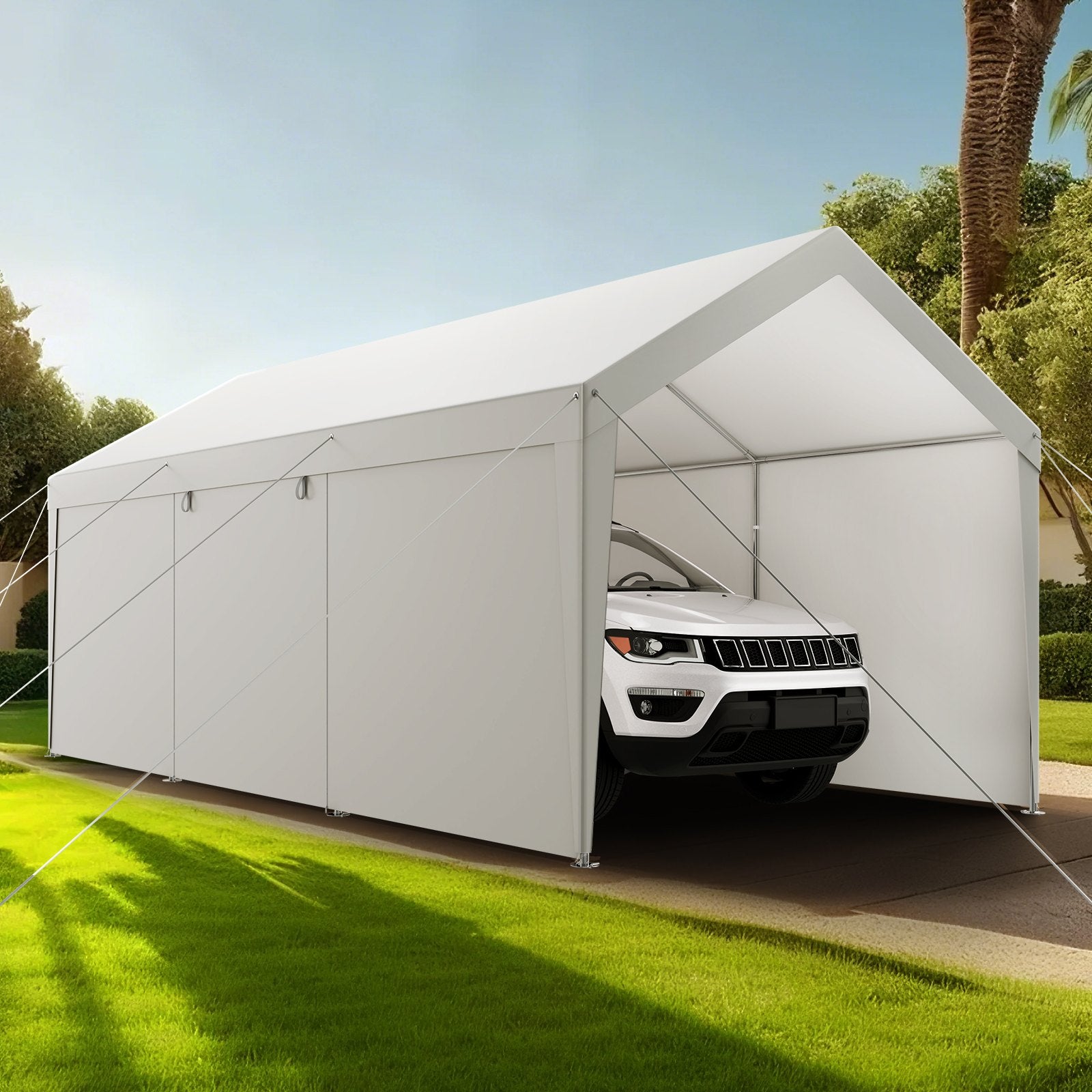 Automobilio palapinė-stoginė VEVOR SXYJSCK-FBS12X20FT-W, 3,65 x 6,09 m