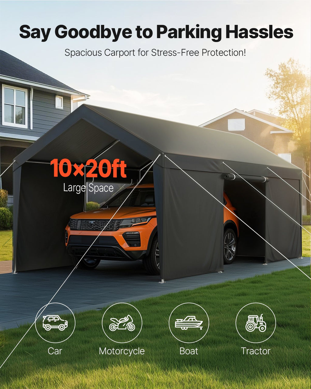Palapinė-garažas VEVOR SXYJSCK-FBS10X20FT-G, 3 x 6 m
