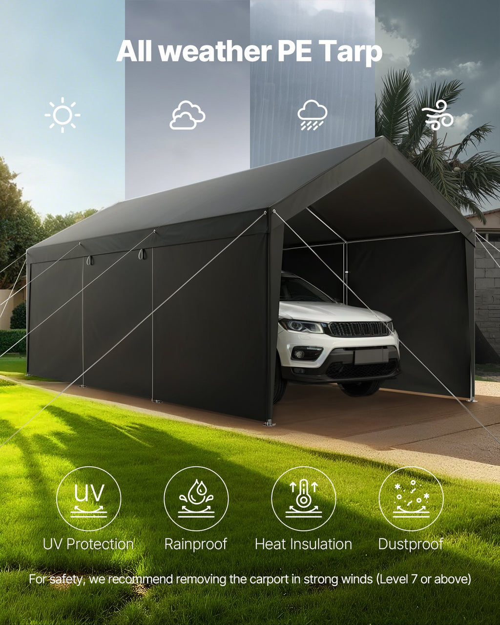 Palapinė-garažas VEVOR SXYJSCK-FBS10X20FT-G, 3 x 6 m