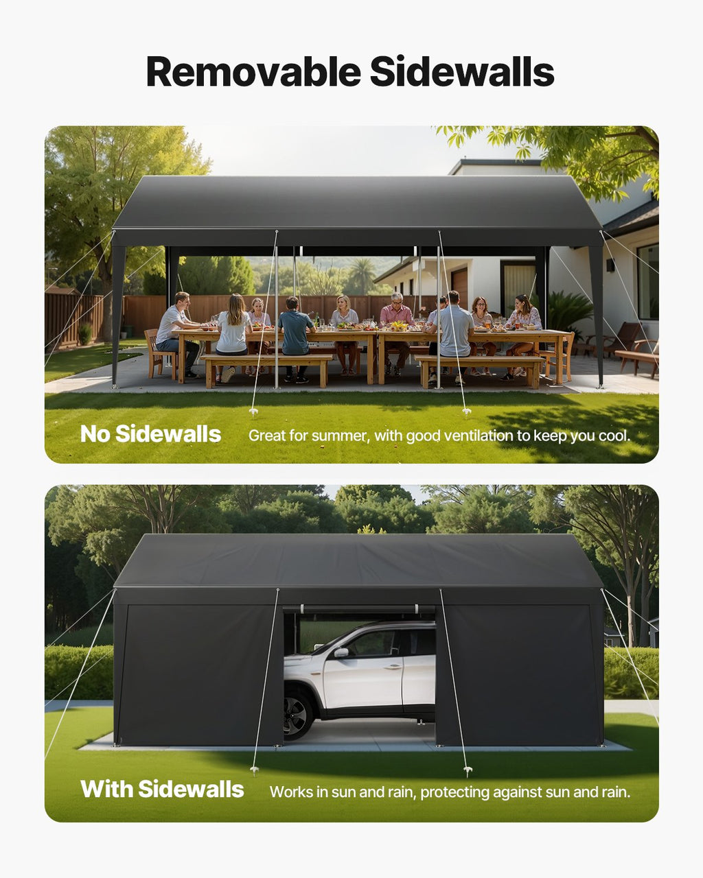 Automobilio stoginė VEVOR SXYJSCK-FBS12X20FT-G, 3,65 x 6,09 m