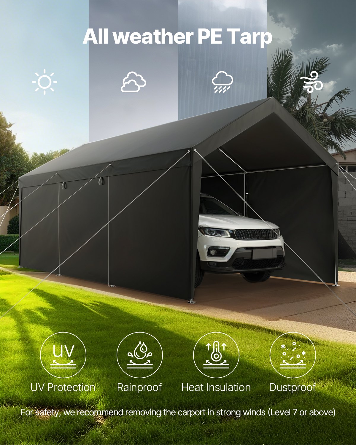 Automobilio stoginė VEVOR SXYJSCK-FBS12X20FT-G, 3,65 x 6,09 m