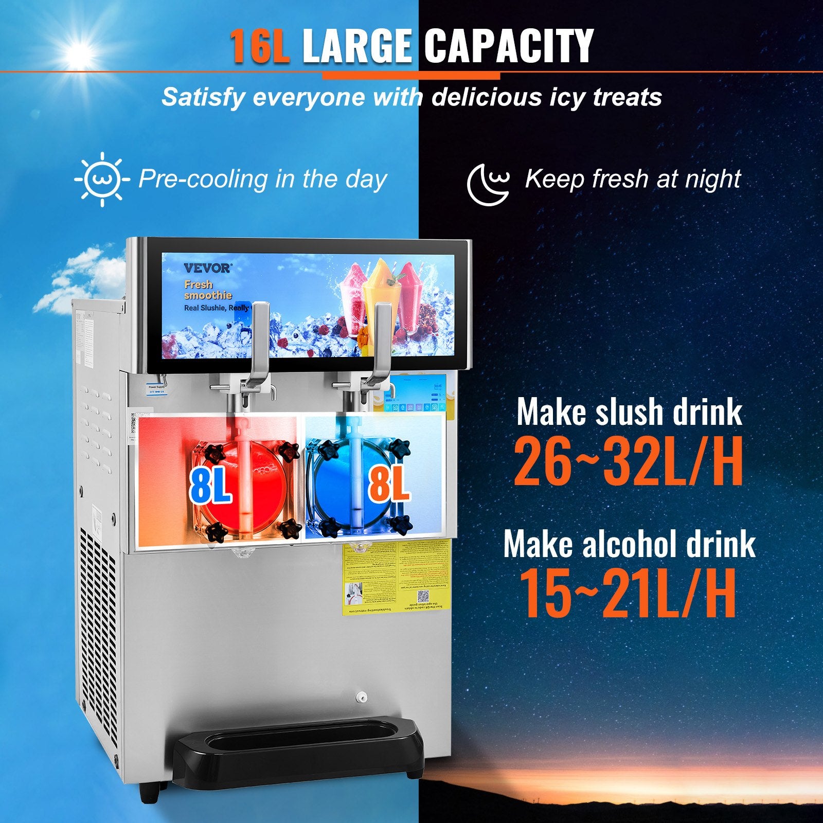 Šaldytų gėrimų gaminimo aparatas VEVOR XRJF-22, 16 l