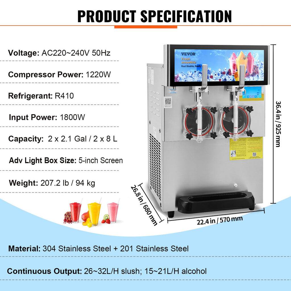 Šaldytų gėrimų gaminimo aparatas VEVOR XRJF-22, 16 l