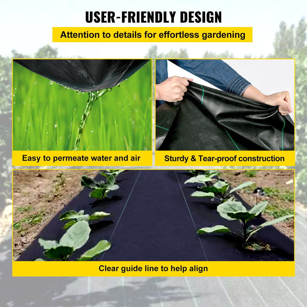 Geotekstilė nuo piktžolių VEVOR FCB-0.9*15.2M-5OZ, 0,9 x 15,2 m