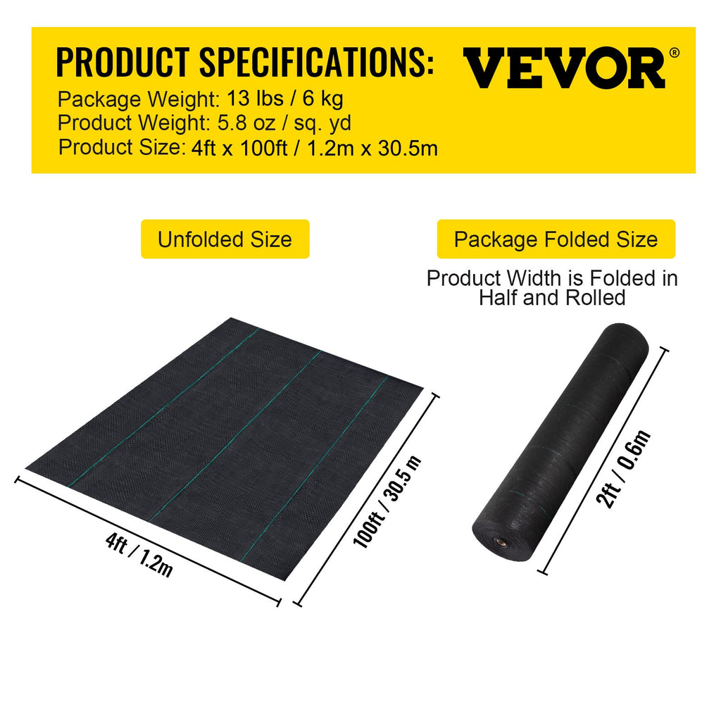Geotekstilė nuo piktžolių VEVOR VV-FCB-PE, 197 g/m², 1.2 x 30.5 m