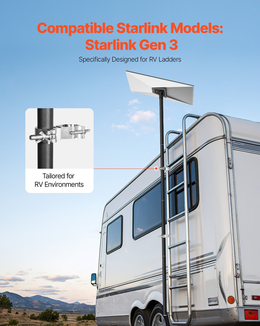 Starlink antenos laikiklis VEVOR SH-SL-004, 2,45 m ilgio