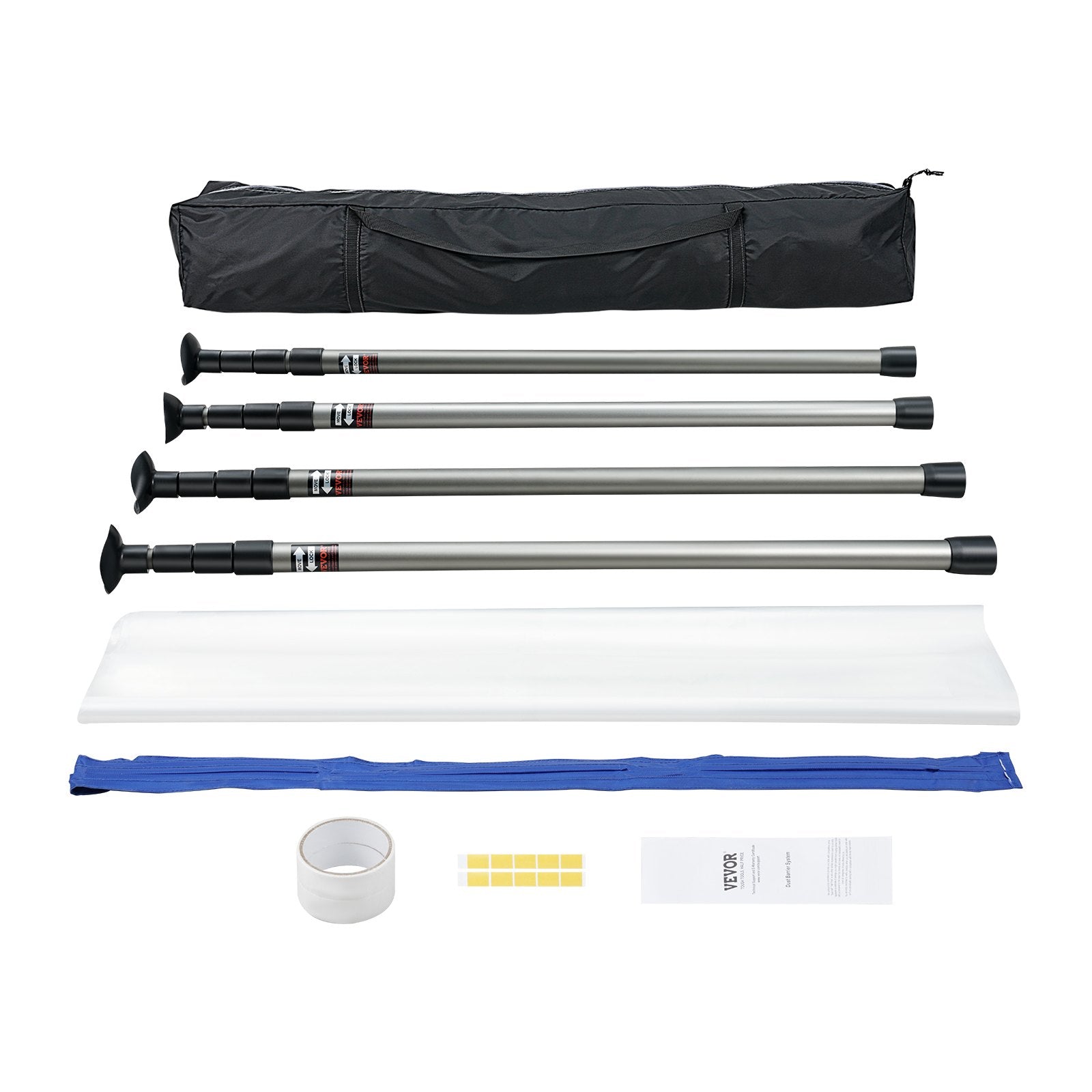 Dulkių barjero sistema VEVOR RECHDB1, 4 stulpai iki 304,8 cm
