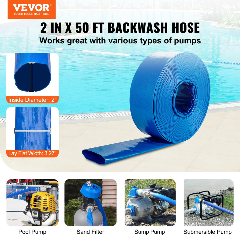 Baseino vandens išleidimo žarna VEVOR wfctsl-07.in2ft500036LB, 51 mm x 15,24 m