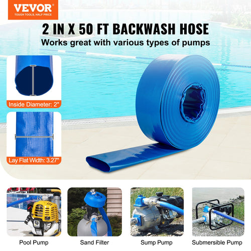 Baseino vandens išleidimo žarna VEVOR wfctsl-07.in2ft500036LB, 51 mm x 15,24 m