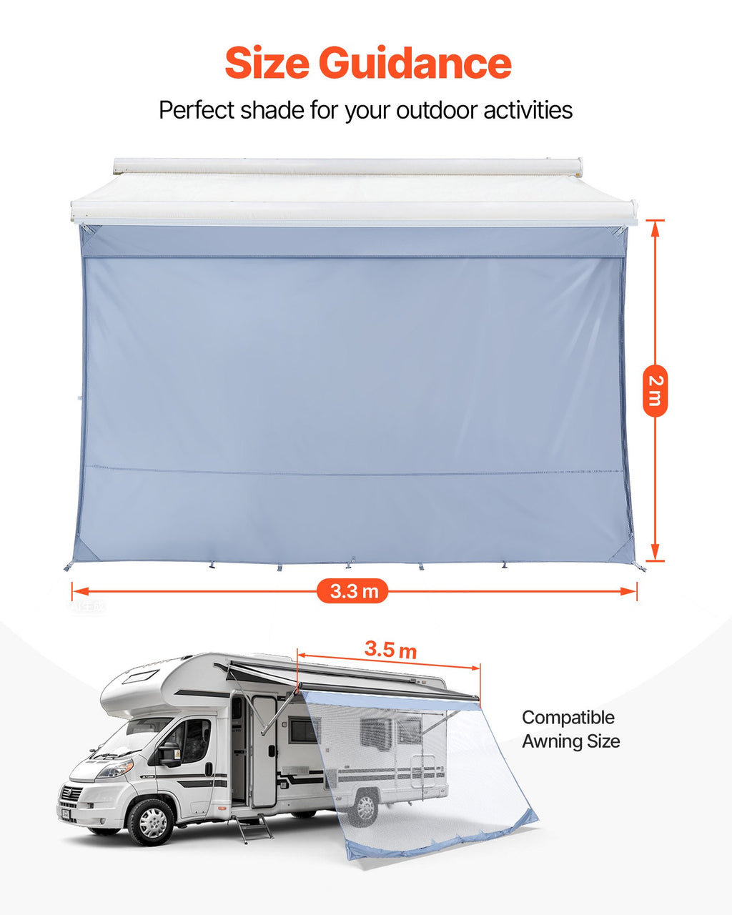 Kemperio markizės užuolaida VEVOR E1-S, 2 x 3,3 m