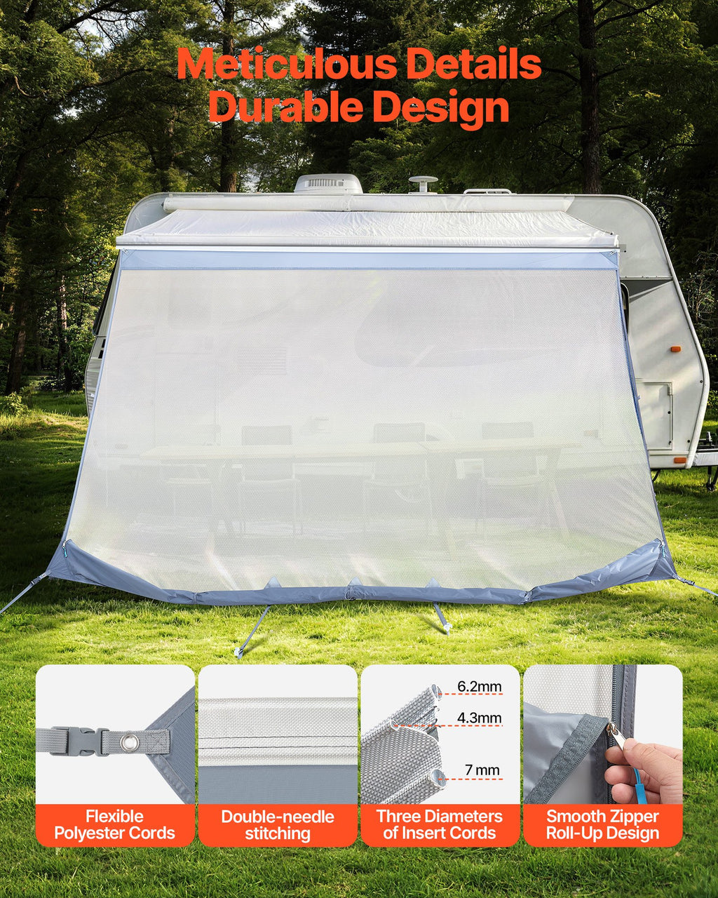 Kemperio markizės užuolaida VEVOR E1-S, 2 x 3,3 m