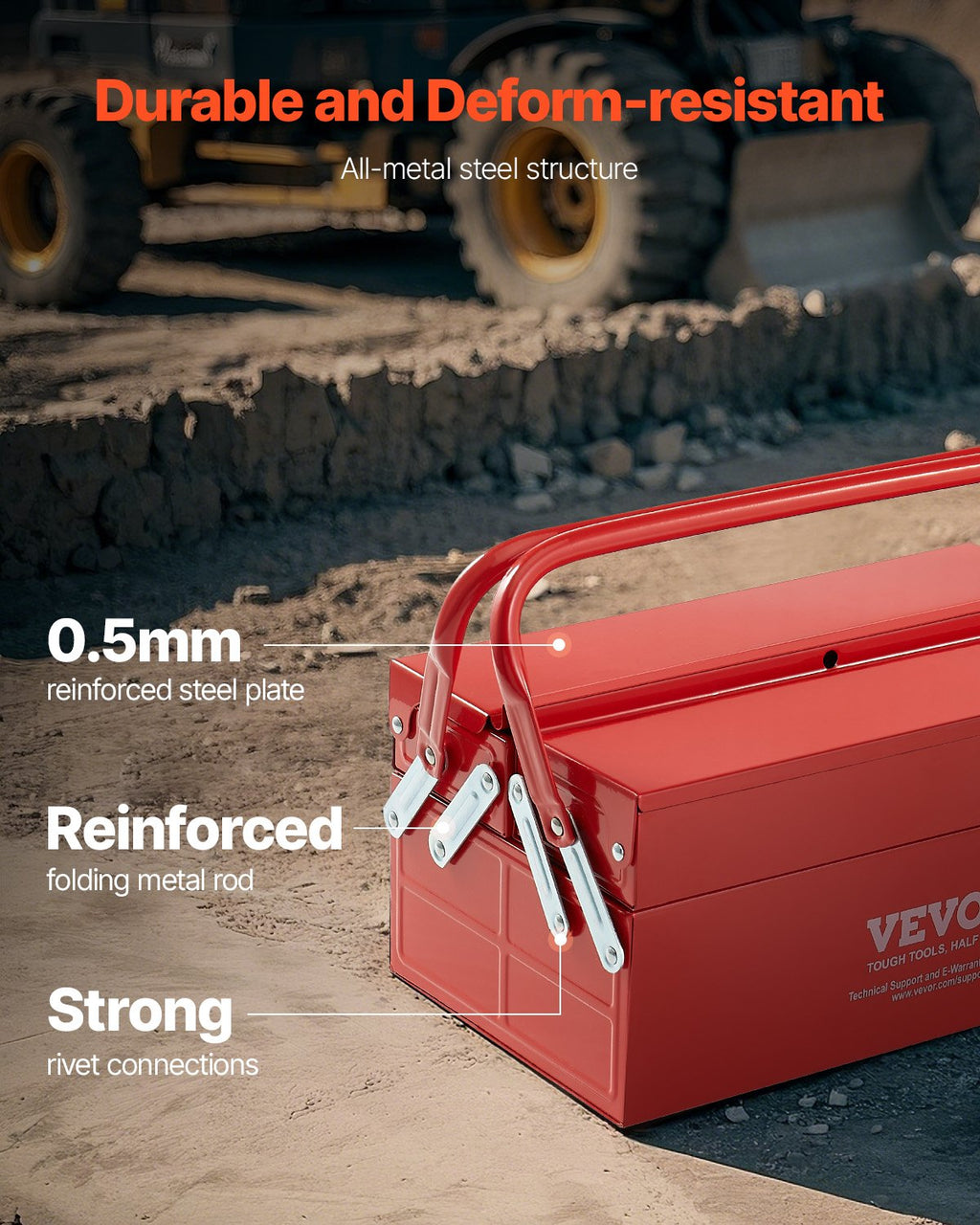 Metalinė įrankių dėžė VEVOR HM-355, 35 cm