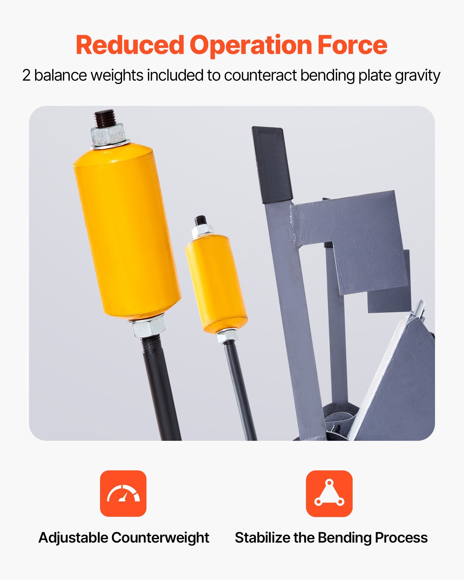 Segmentinės skardos lankstymo staklės VEVOR W2.5×1220, 1220 mm