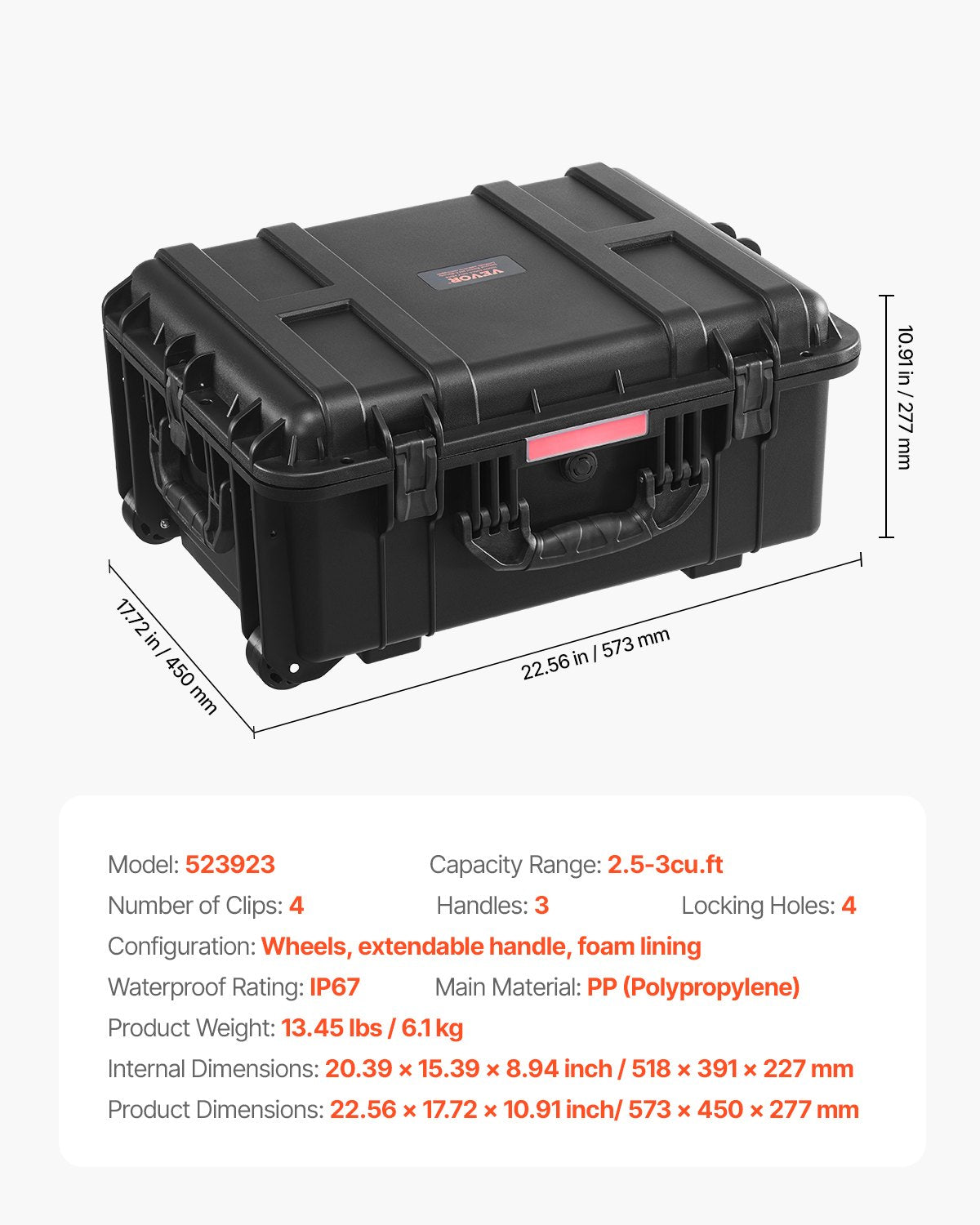 Apsauginis lagaminas VEVOR 523923, IP67 atsparumo klasė