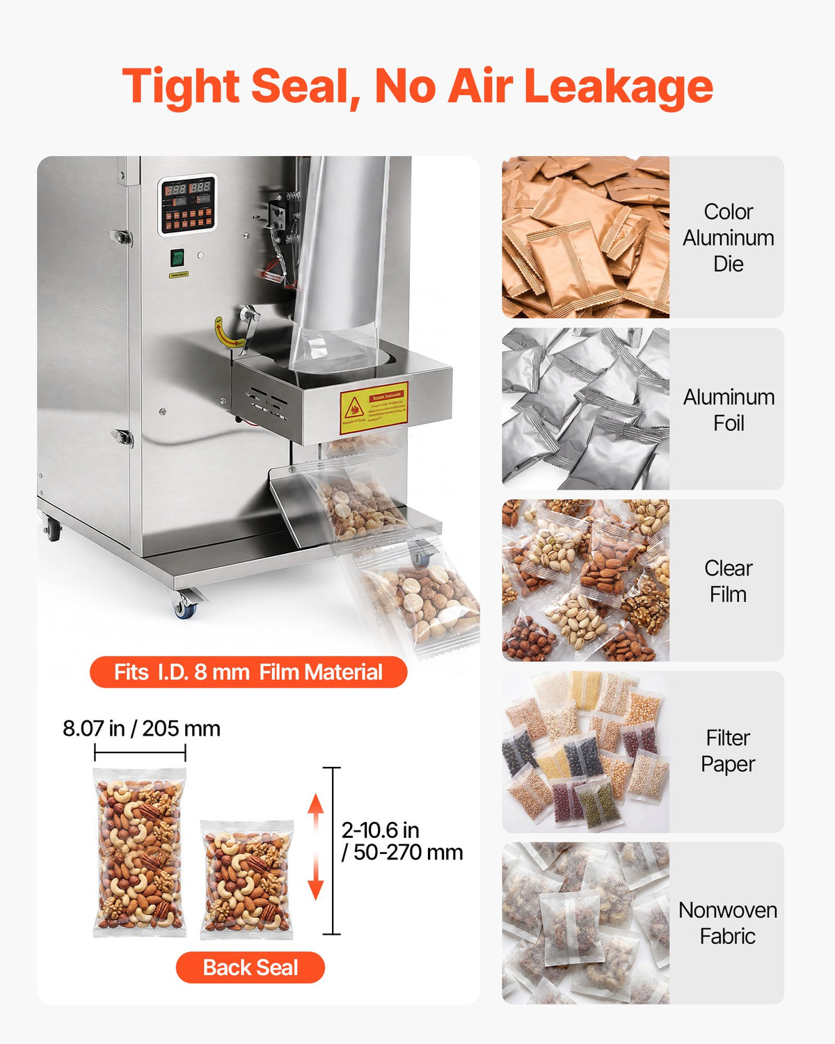 Miltelių ir granulių pakavimo aparatas VEVOR SBF-1000-V2, 10–999 g