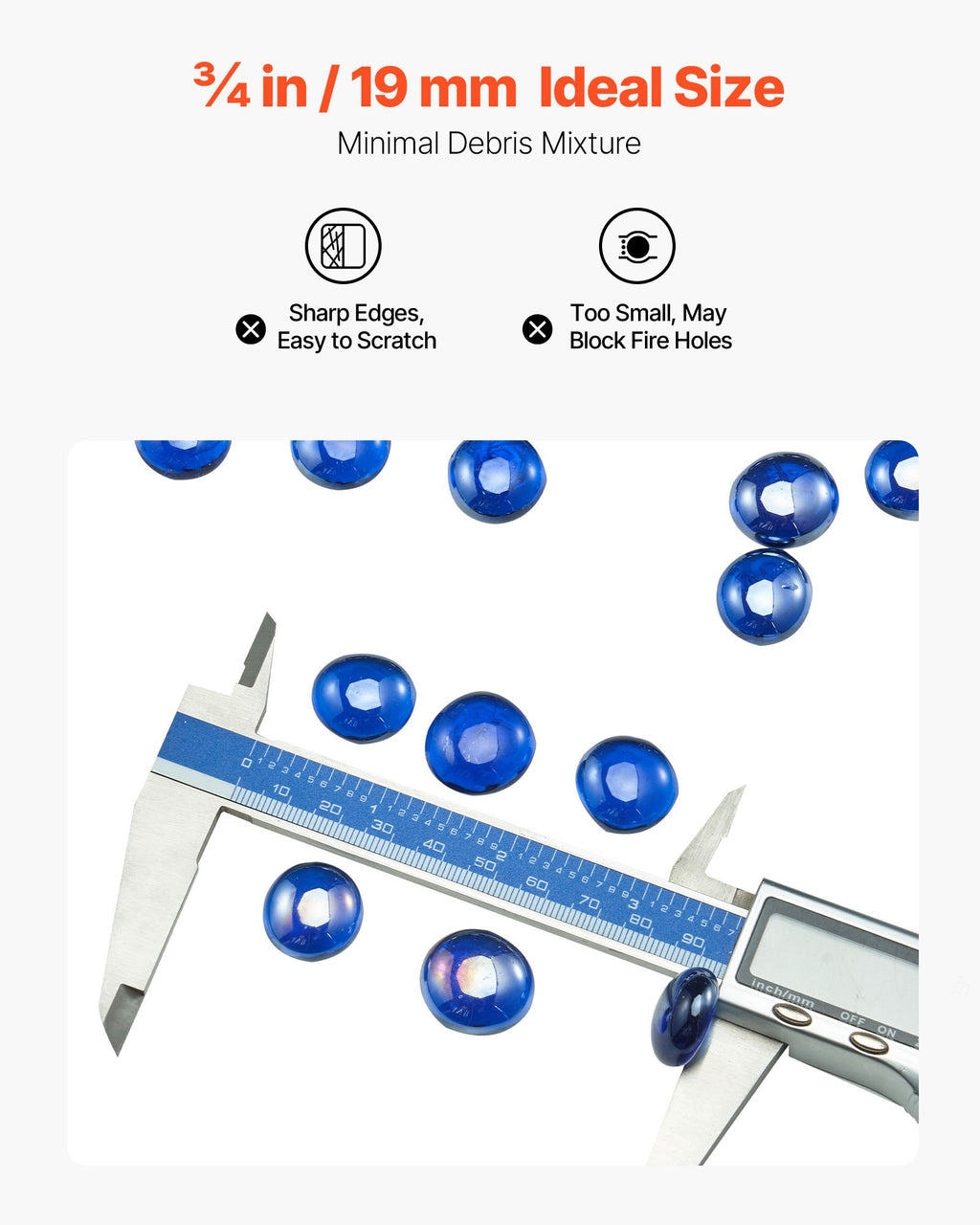Dekoratyvinis ugnies stiklas VEVOR BJB-DB10, 4,5 kg