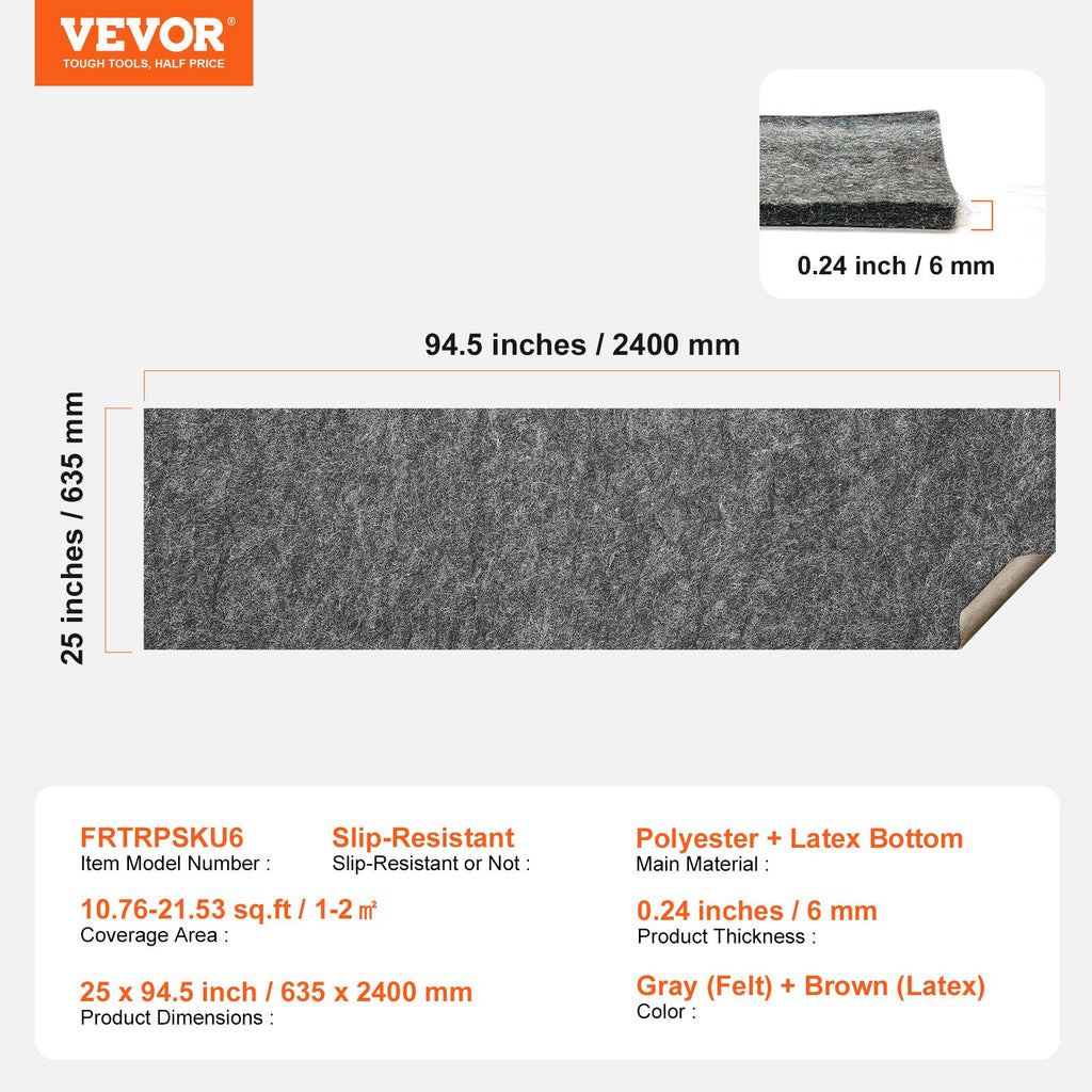 Neslystantis kilimo paklotas VEVOR FRTRPSKU6, 63,5 x 240 cm