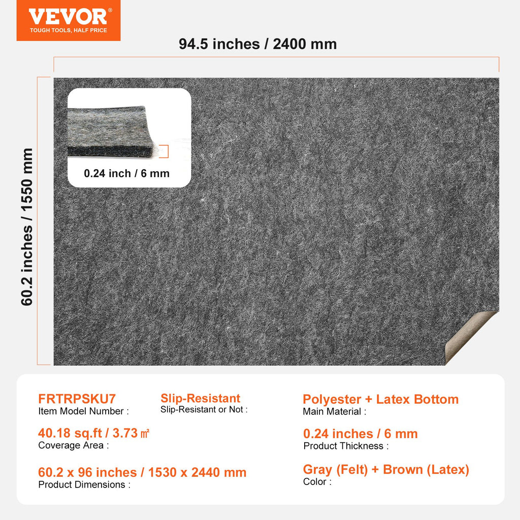 Neslystantis kilimėlio pagrindas VEVOR FRTRPSKU7, 6 mm storio