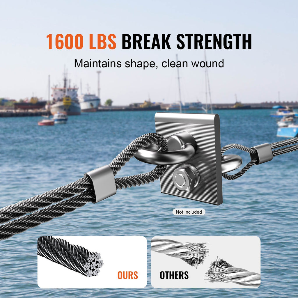 Plieninis trosas VEVOR S1/8-500, 152,4 m ilgio