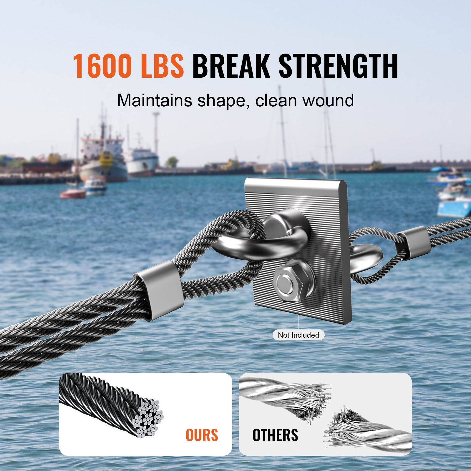 Plieninis trosas VEVOR S1/8-500, 152,4 m ilgio