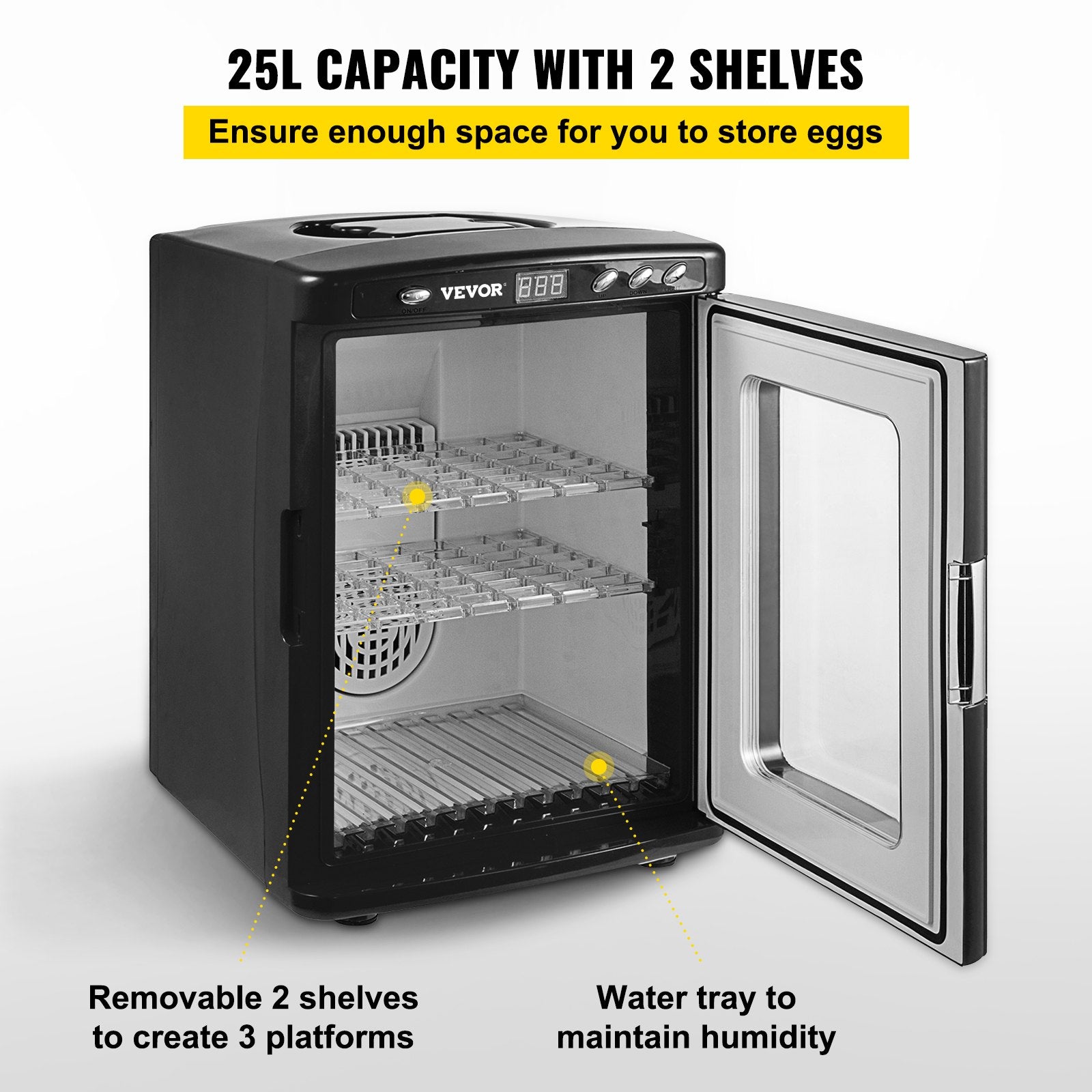 Roplių inkubatorius VEVOR 25L, 5-42°C