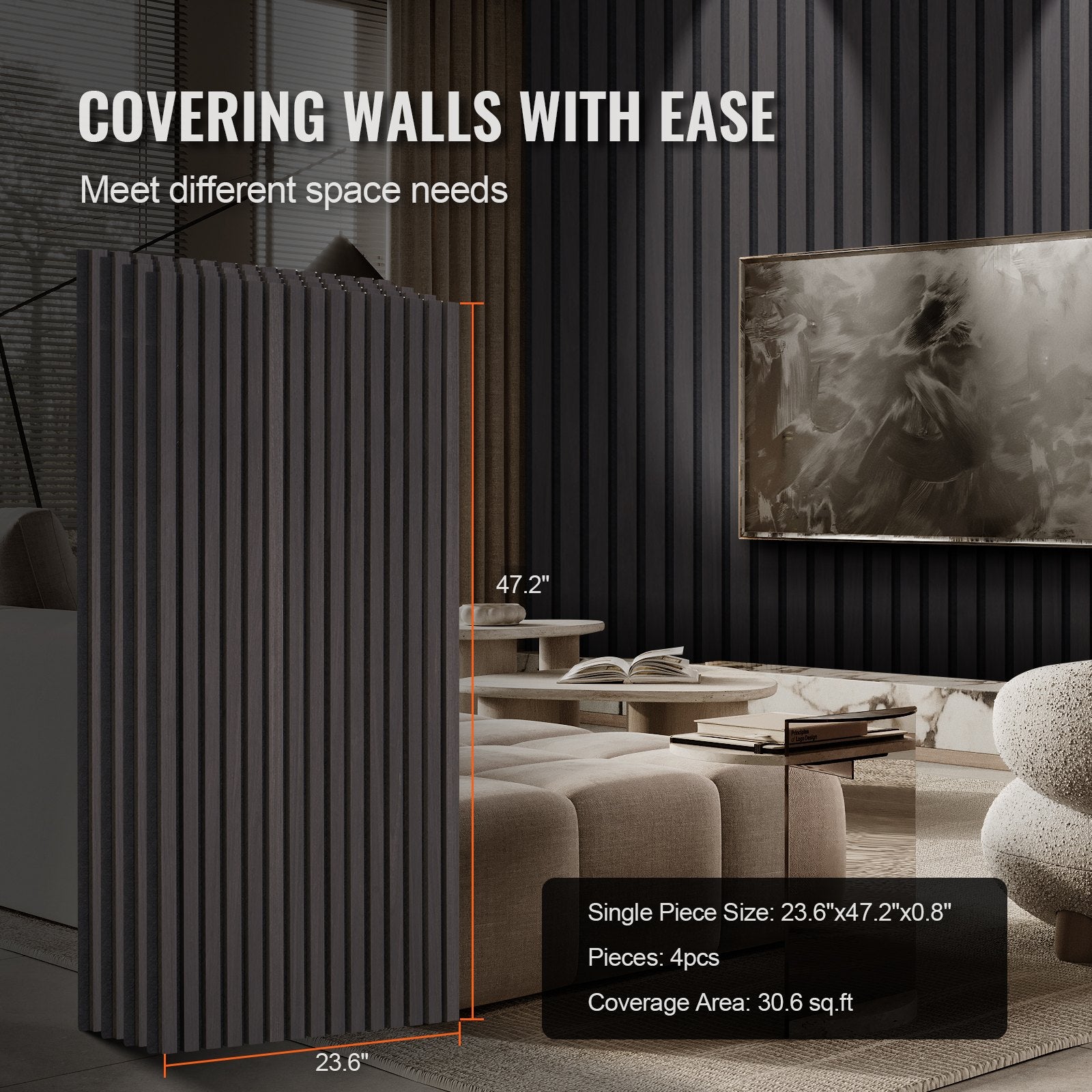 Akustinės medžio tašelių panelės VEVOR LYB8210C1206, 60x120 cm