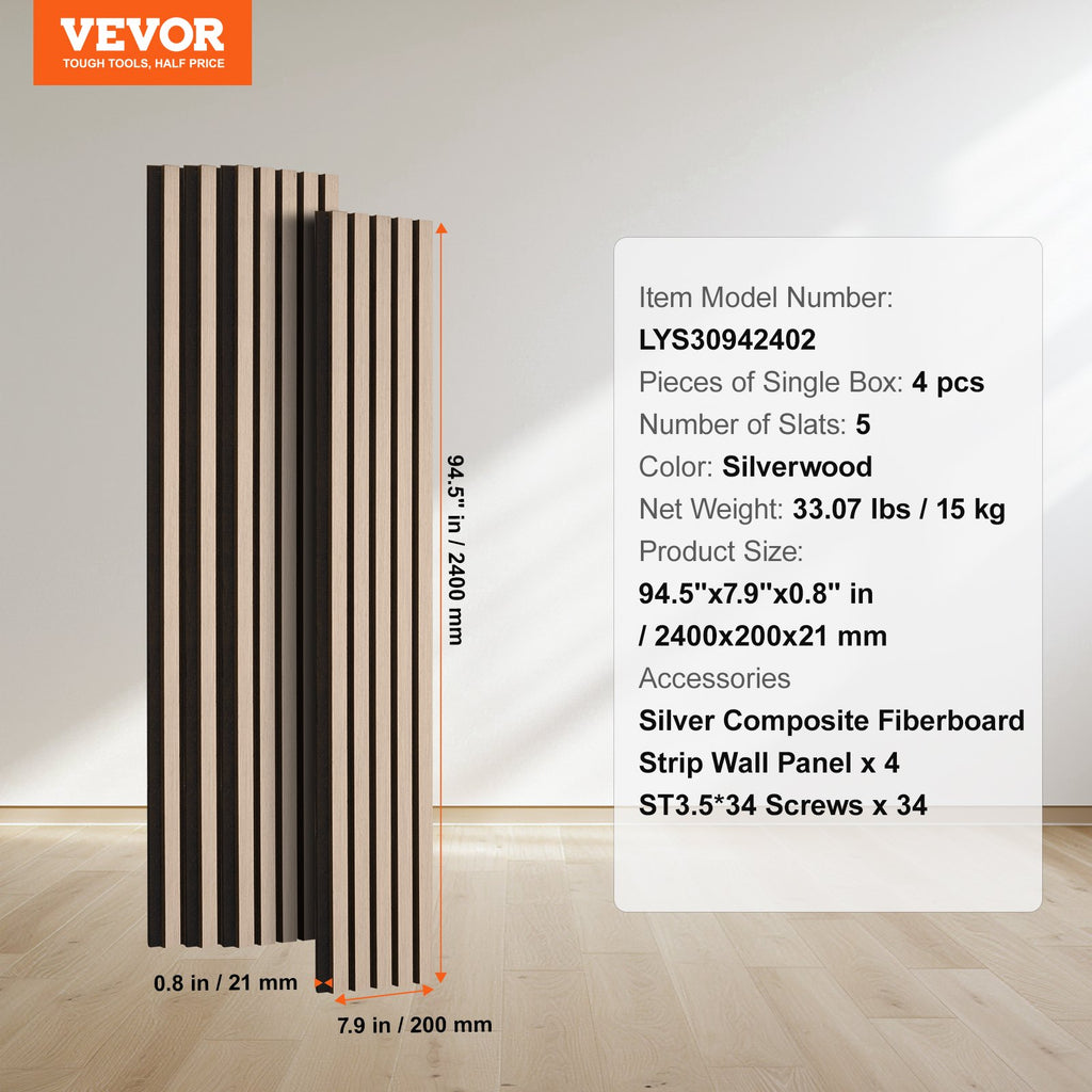 Akustinės medžio tašelių sienų panelės VEVOR LYS30942402, 200x2400 mm