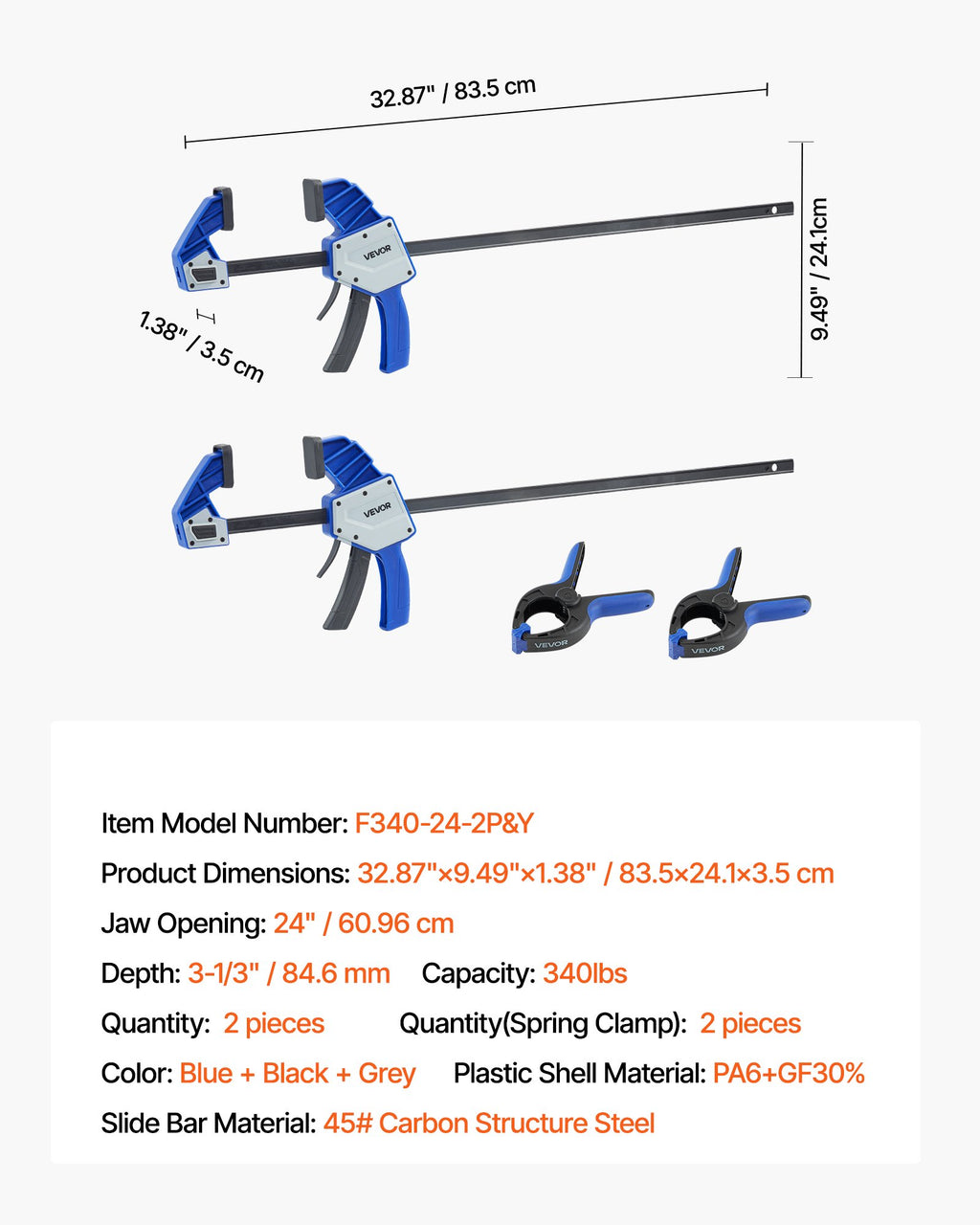 Staliaus spaustuvai VEVOR F340-24-2P&Y, 60,96 cm