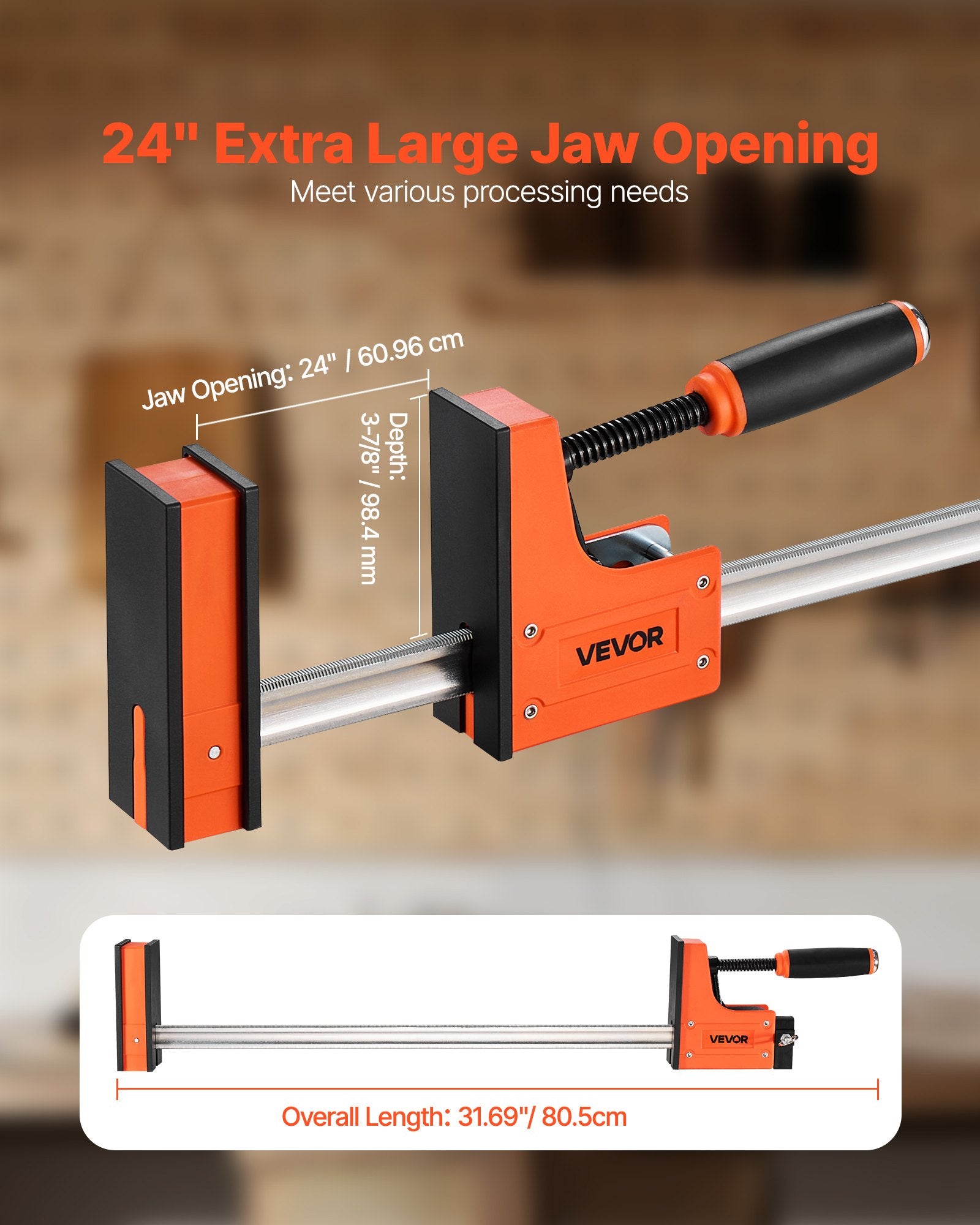 Lygiagrečių spaustuvų rinkinys VEVOR F1500-24-2P, 60,96 cm