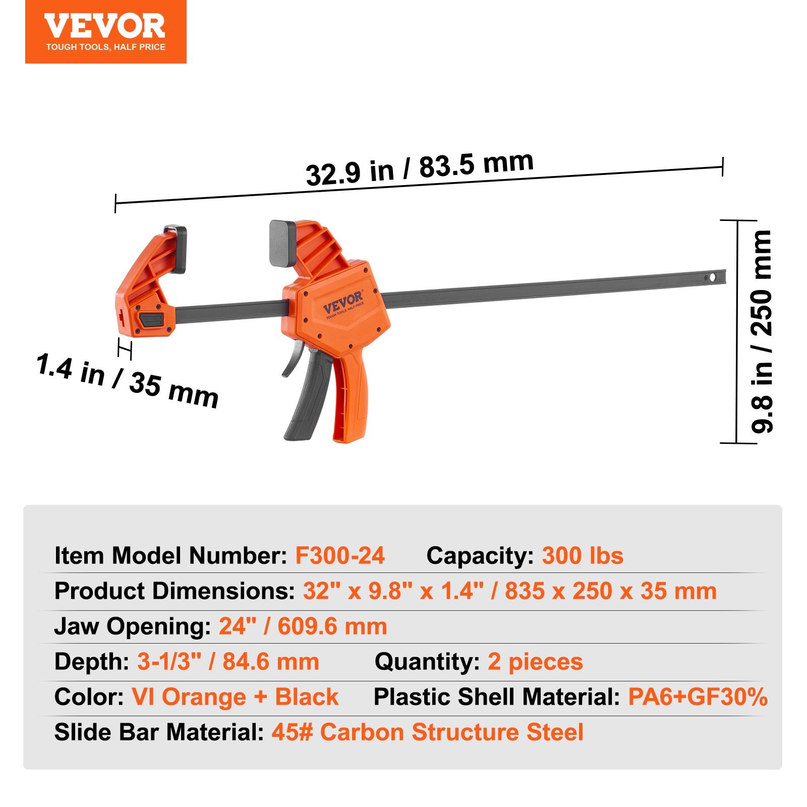 Staliaus spaustuvai VEVOR F300-24, 610 mm