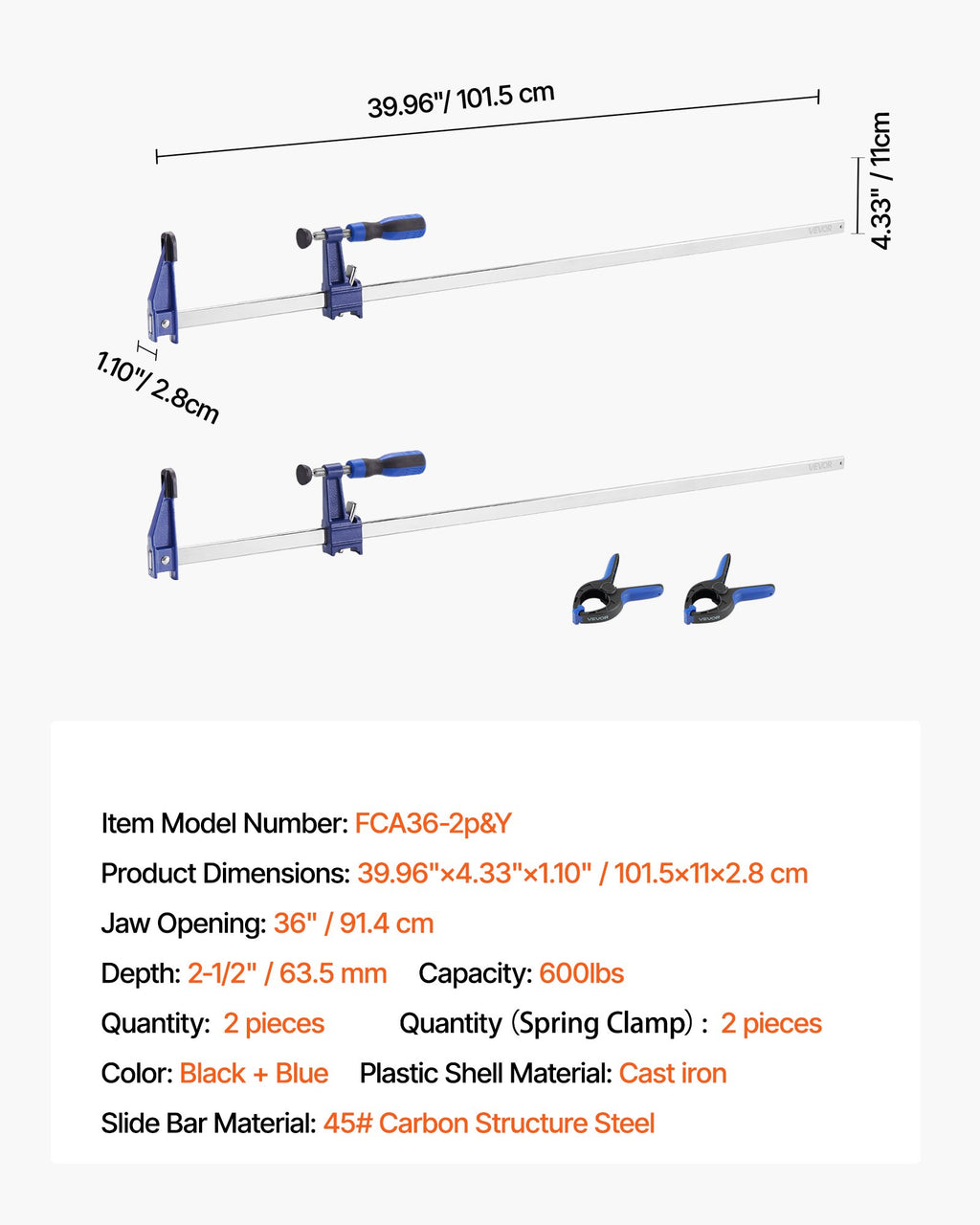 Staliaus spaustuvai VEVOR FCA36-2p&Y, 91,4 cm