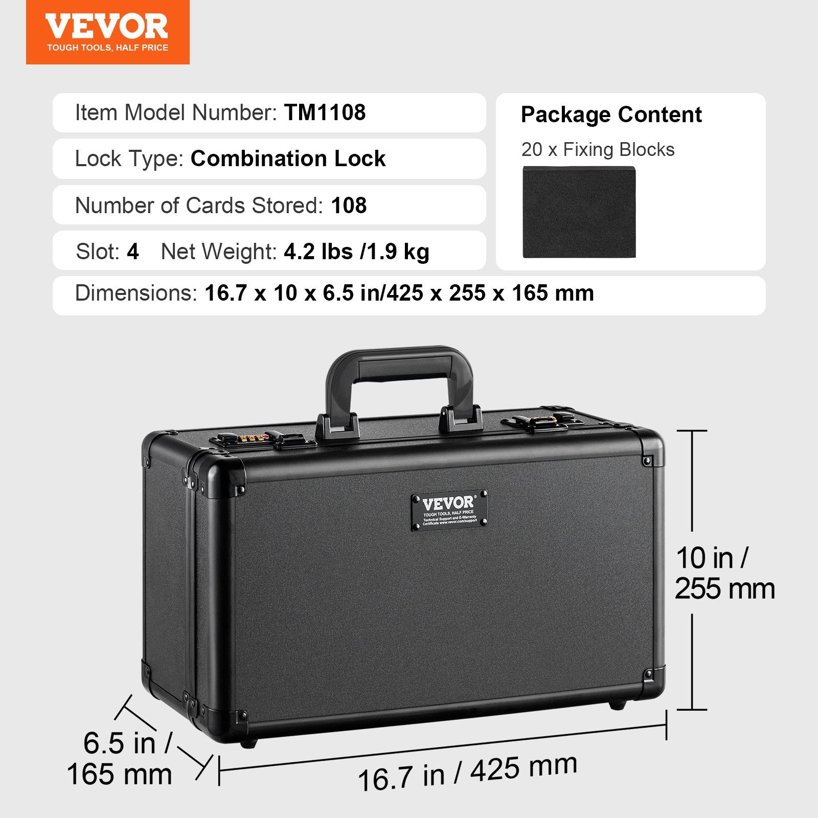 Kolekcinių kortelių dėklas VEVOR TM1108, 4 skyriai