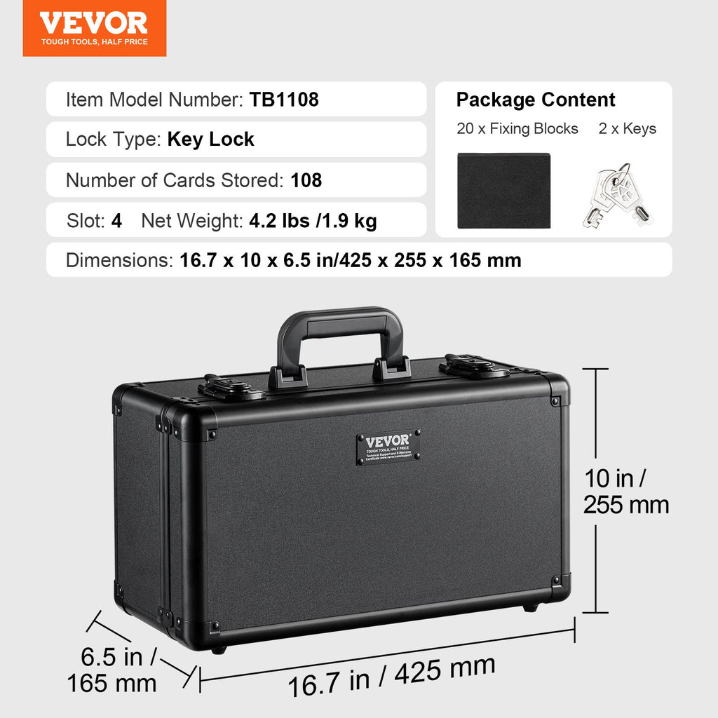 Kolekcinių kortų dėklas VEVOR TB1108, 108 PSA kortelėms