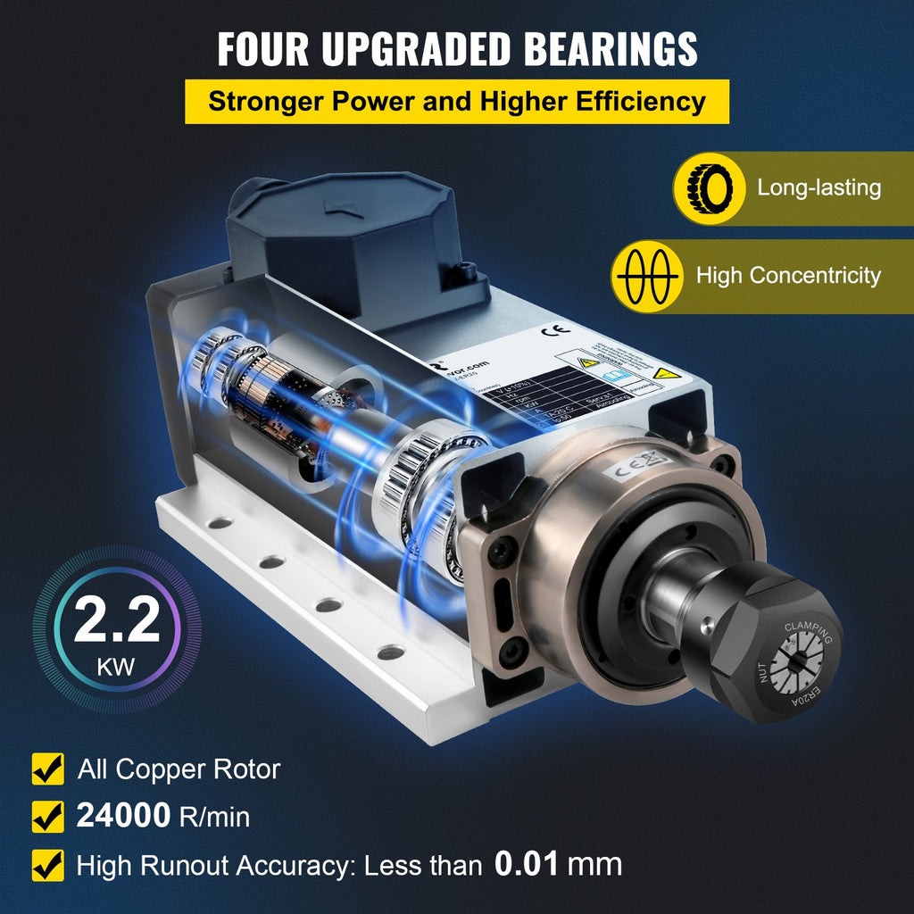 Oru aušinamas suklio variklis VEVOR 2.2 kW, 24000 RPM