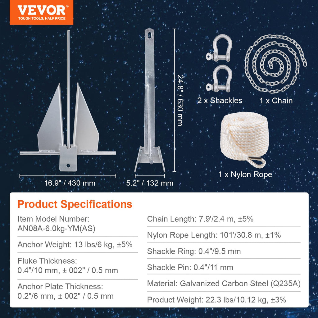 Inkaro rinkinys VEVOR AN08A-6.0kg-YM(AS), 6 kg