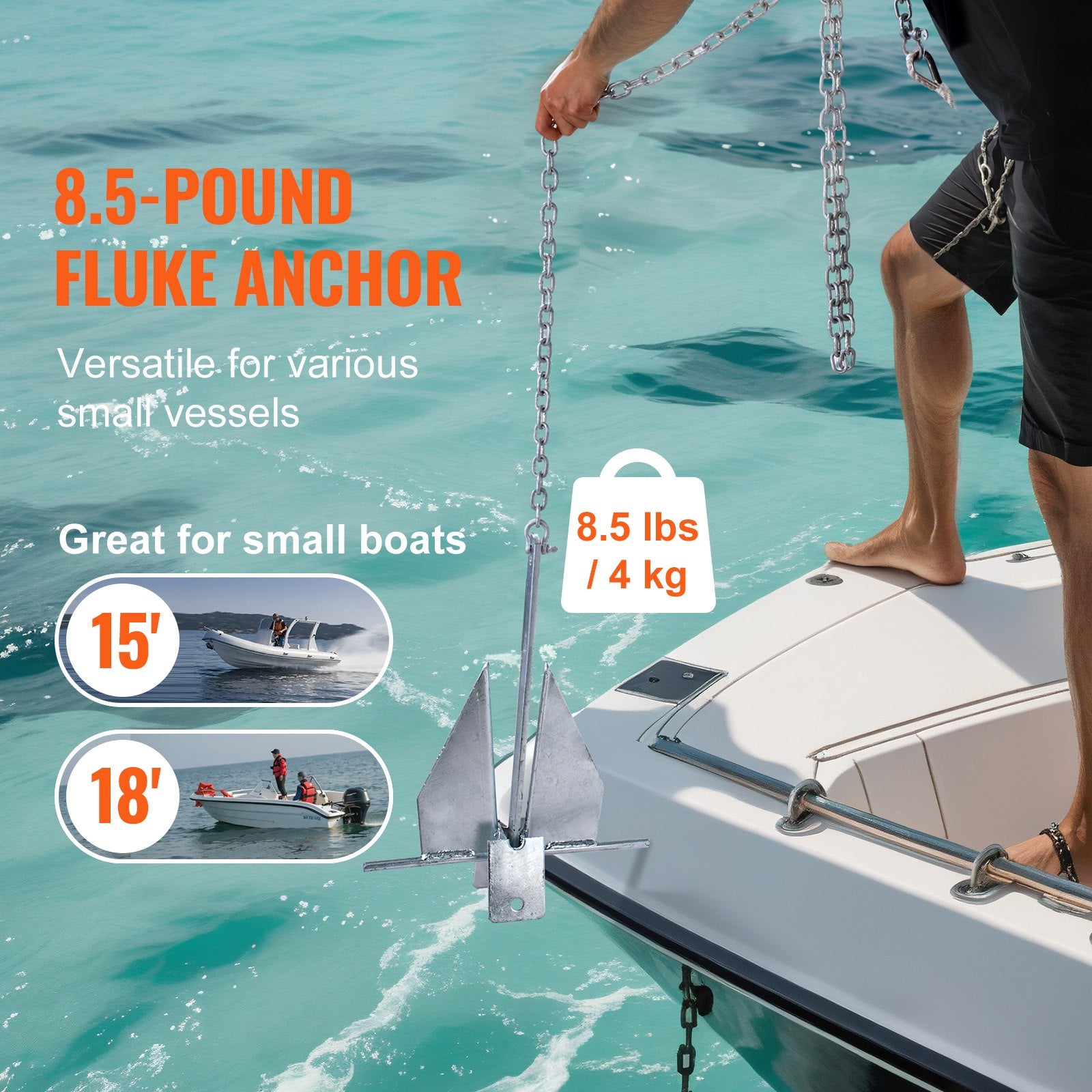Danforth tipo inkaras VEVOR AN08A-4.0kg-YM(AS), 4 kg