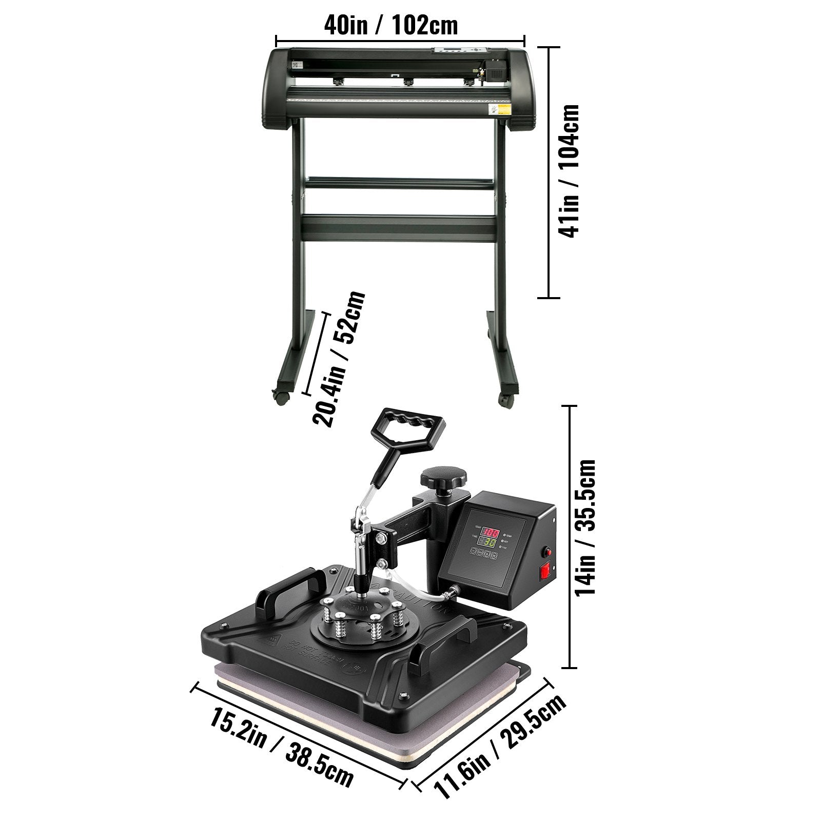 Termopresas ir vinilo pjoviklis VEVOR 5-in-1, 38x29 cm ir 870 mm