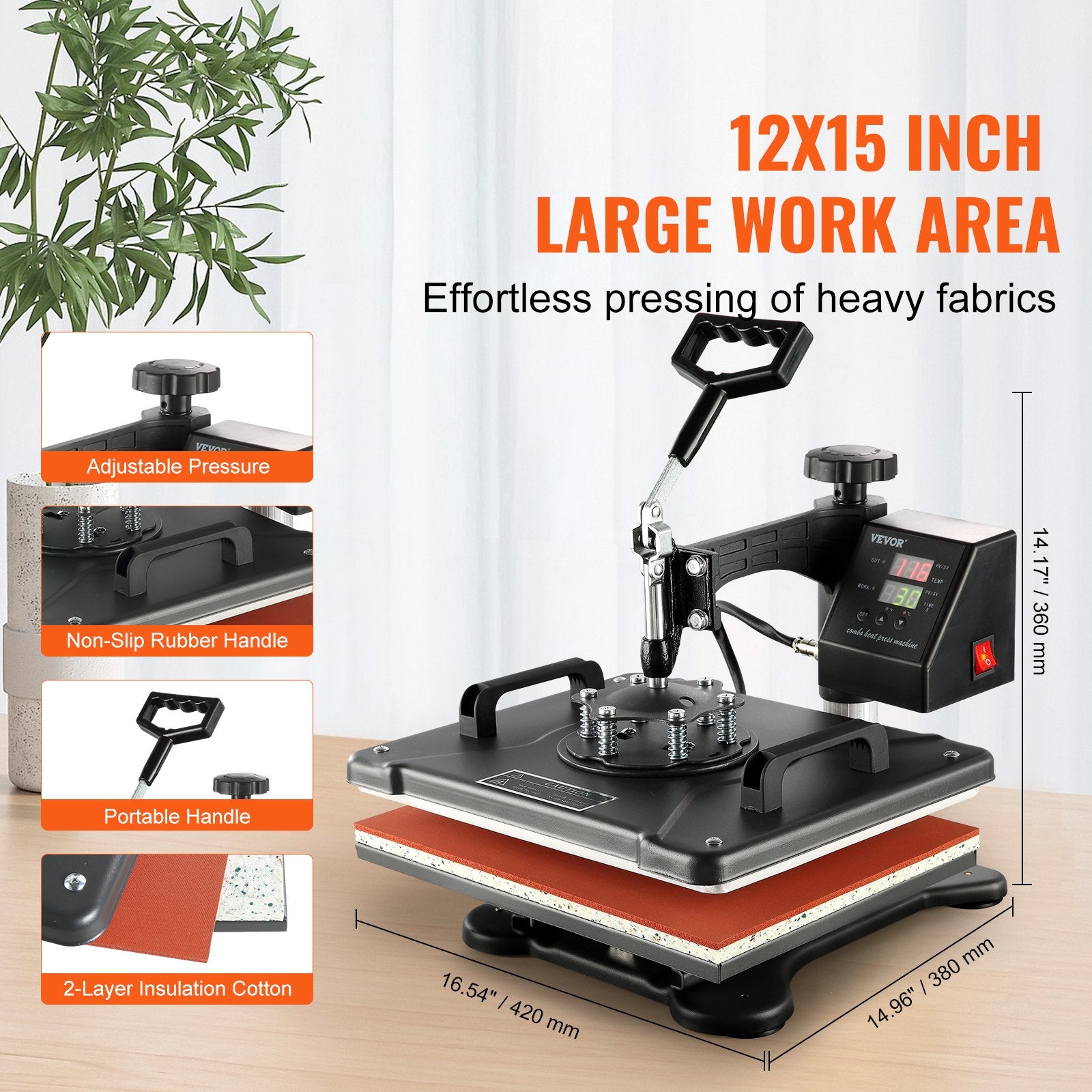 Termopresas VEVOR 8-in-1, 38x30 cm