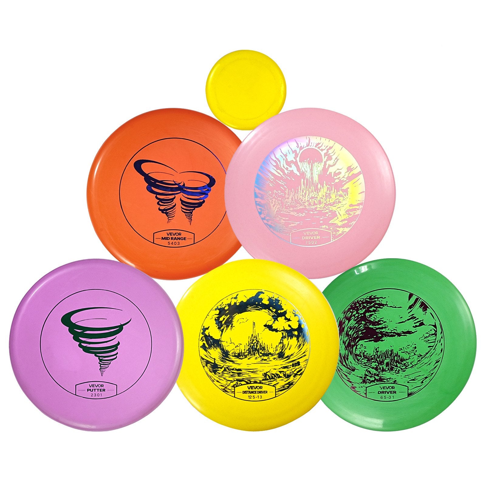 Diskgolfo rinkinys VEVOR SS-DF-002, 5+1 vnt. diskų