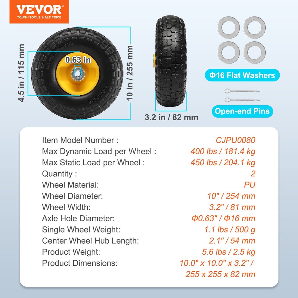 Nepraduriamos padangos su ratlankiais VEVOR CJPU0080, 181,4 kg apkrova