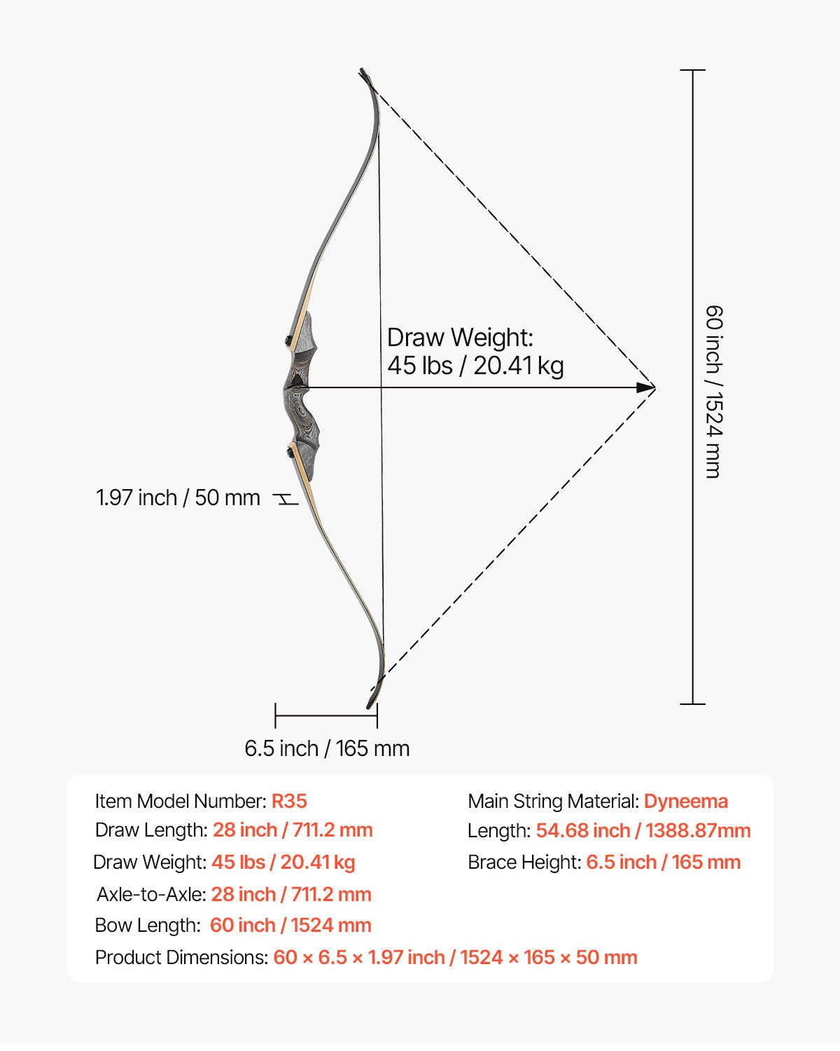 Lenktasis lankas VEVOR R35, 45 lbs