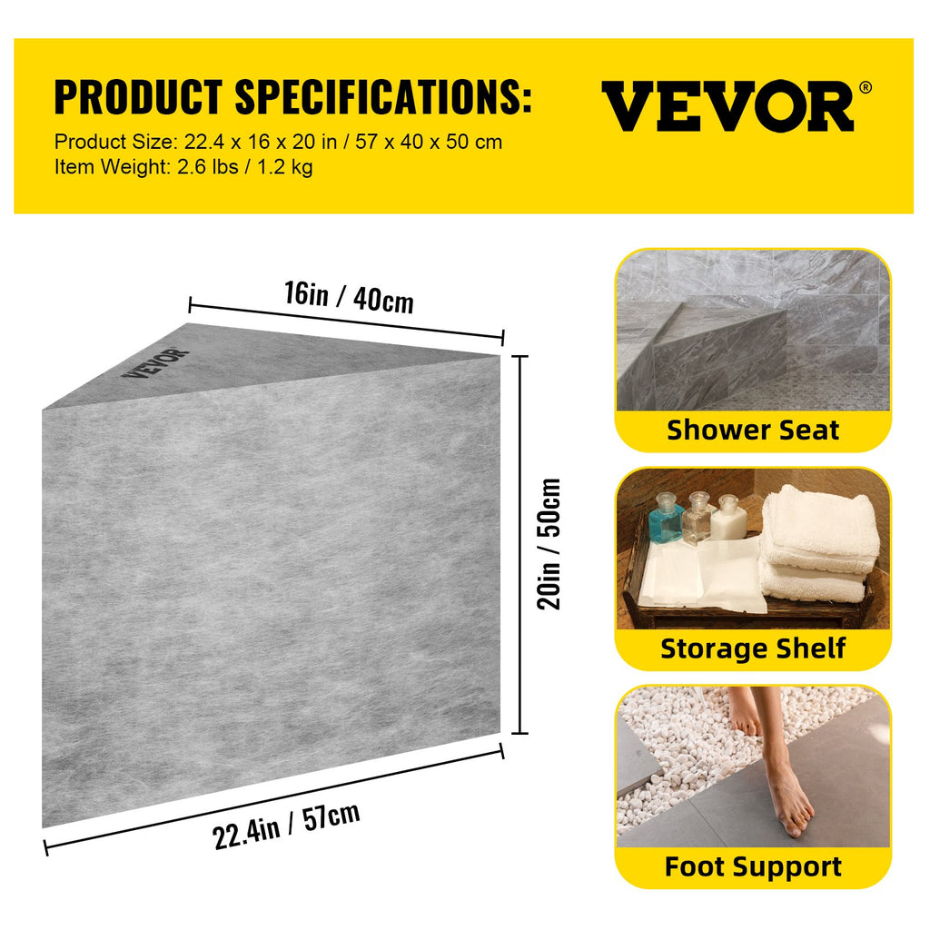 Plytelėmis klijuojamas dušo suoliukas VEVOR VV-FSLYD-S22.6, 200 kg apkrova