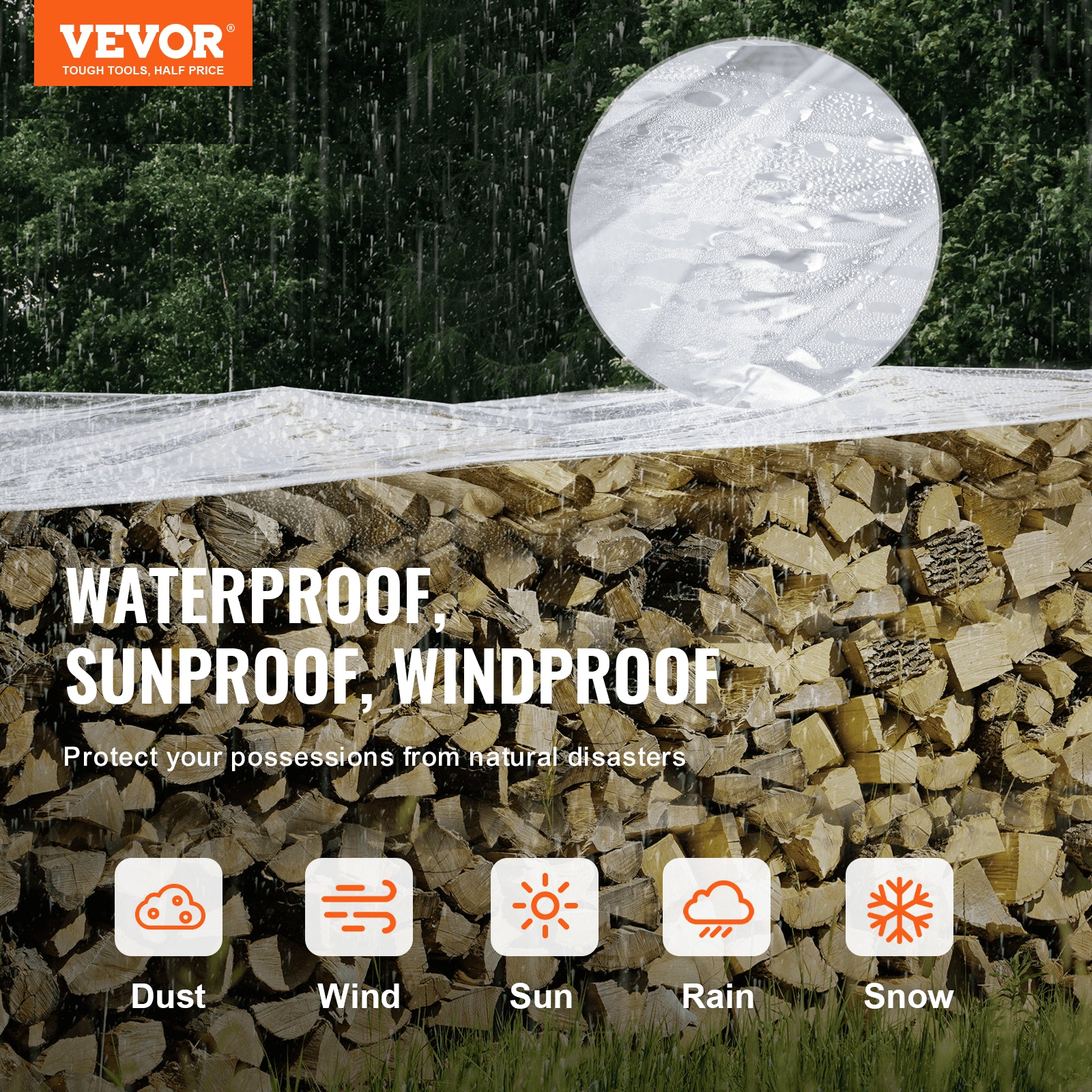 Skaidrus vinilo tentas VEVOR, 3 x 4 m