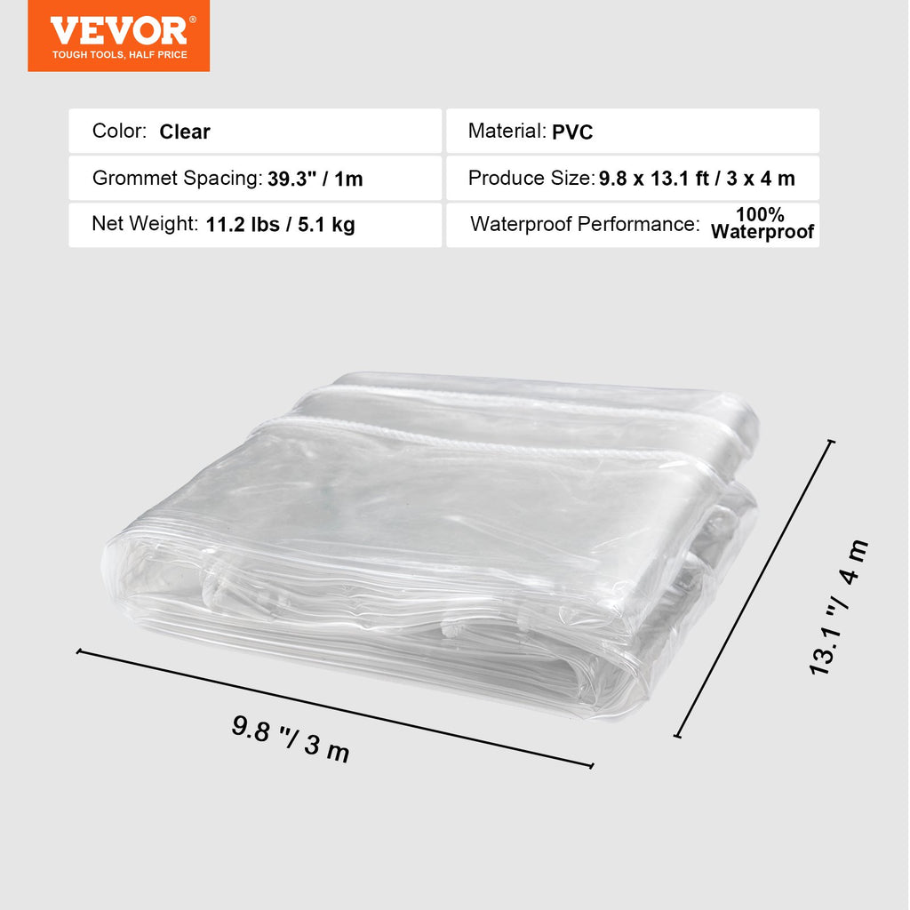Skaidrus vinilo tentas VEVOR, 3 x 4 m